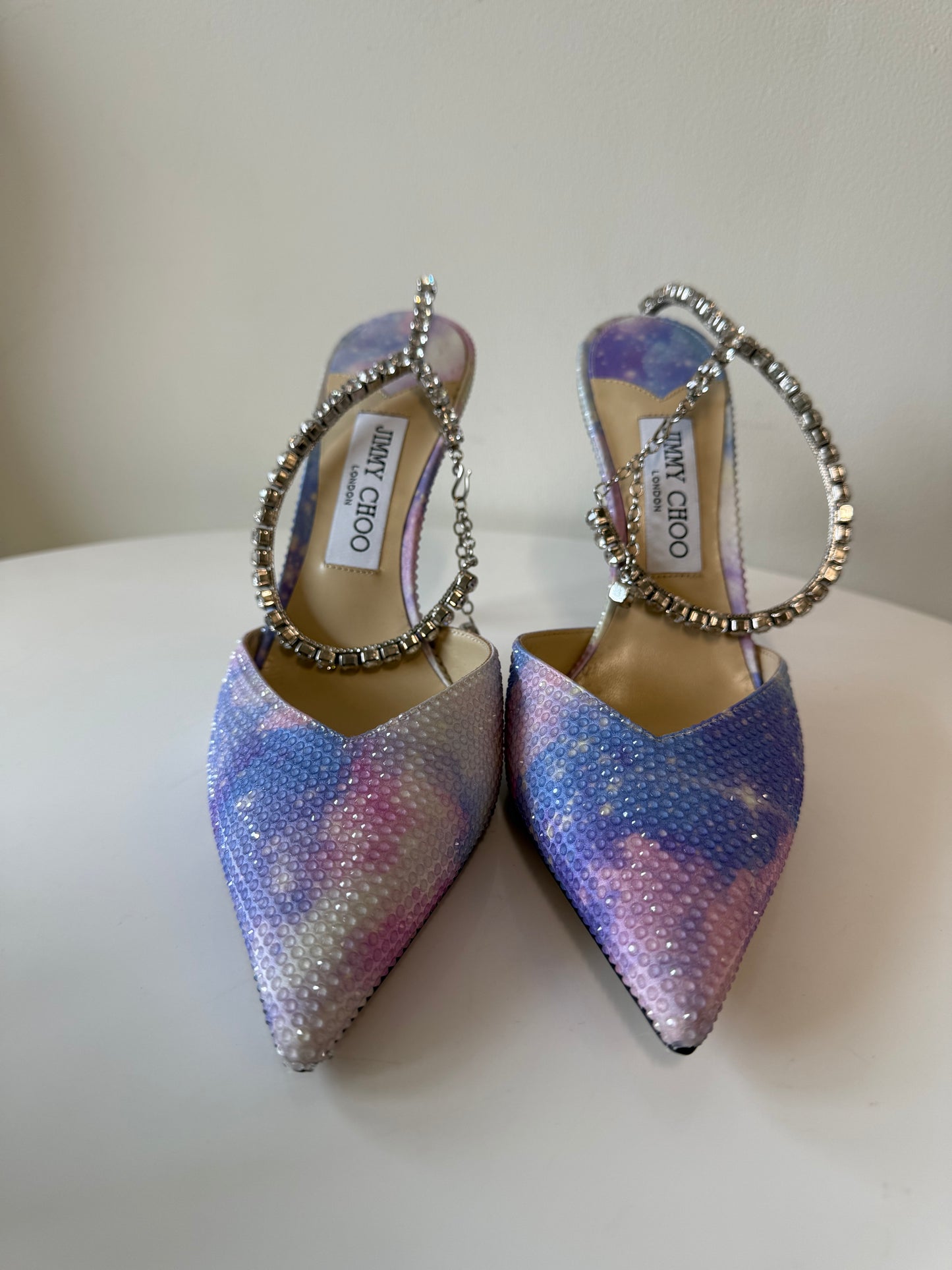 Jimmy Choo Saeda 100 crystal-embellished satin courts (pre-owned)