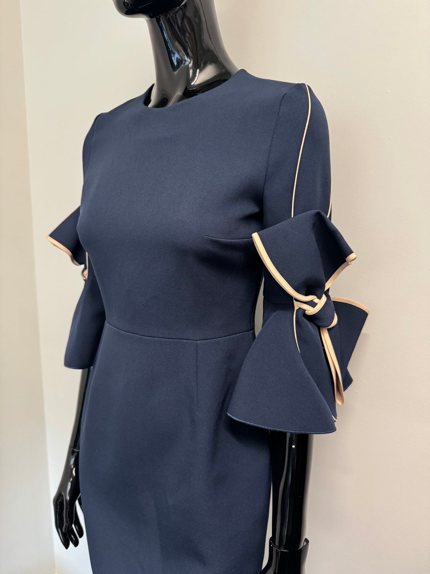 Roksanda Bow sleeve navy dress with matching scarf (pre-owned)