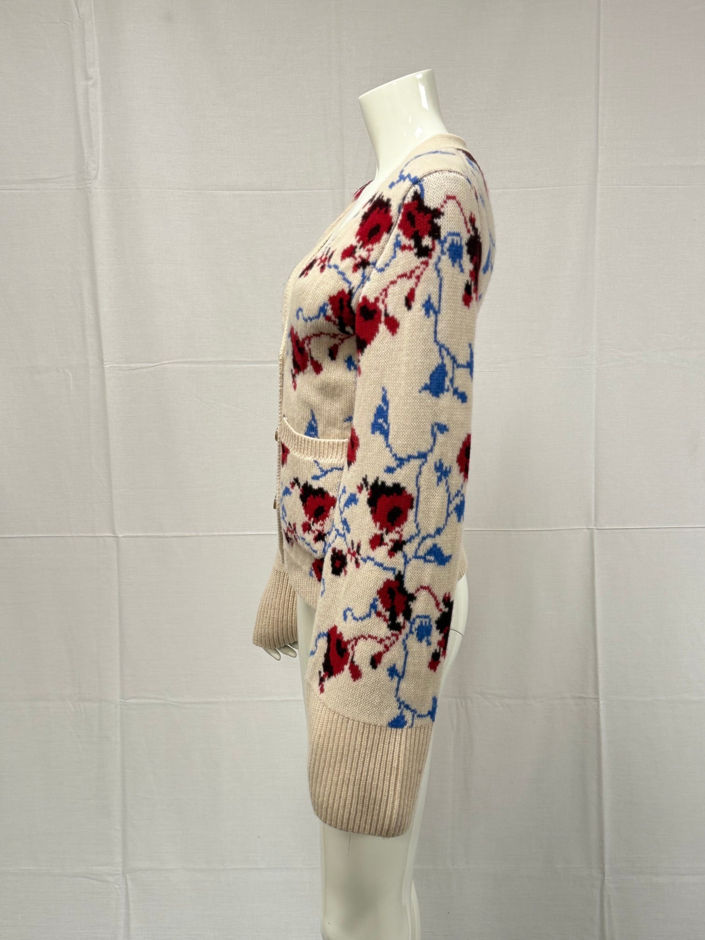 Khaite Scarlet Floral Jacquard Cashmere Cardigan (pre-owned)