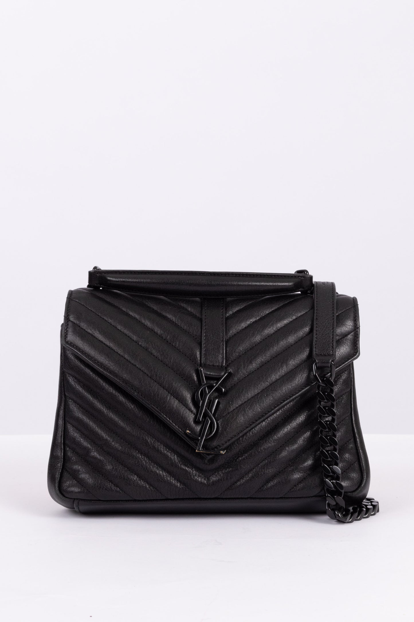 Saint Laurent black college quilted leather bag (pre-owned)