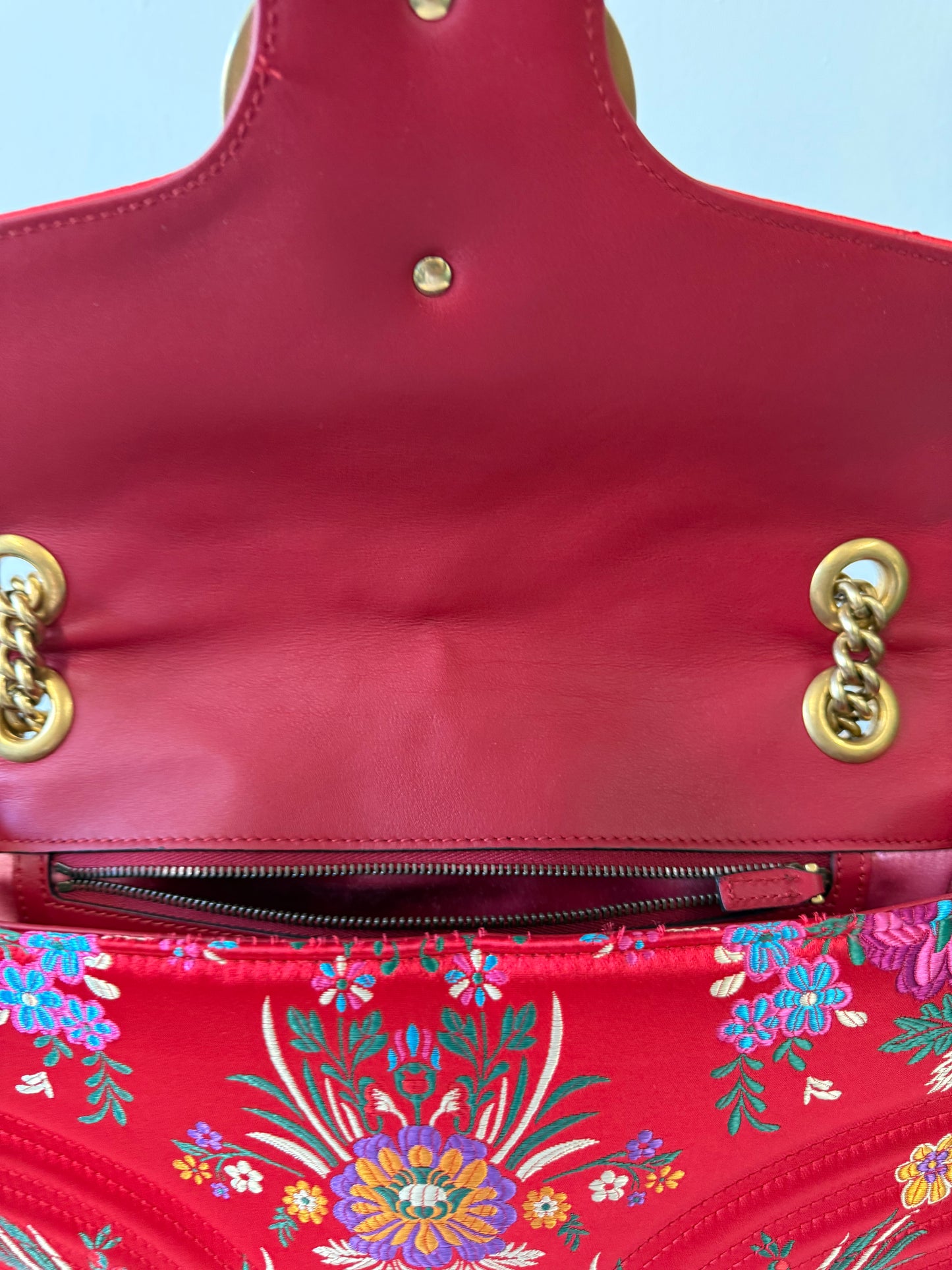 Gucci Marmont GG oriental ted silk bag (pre-owned)