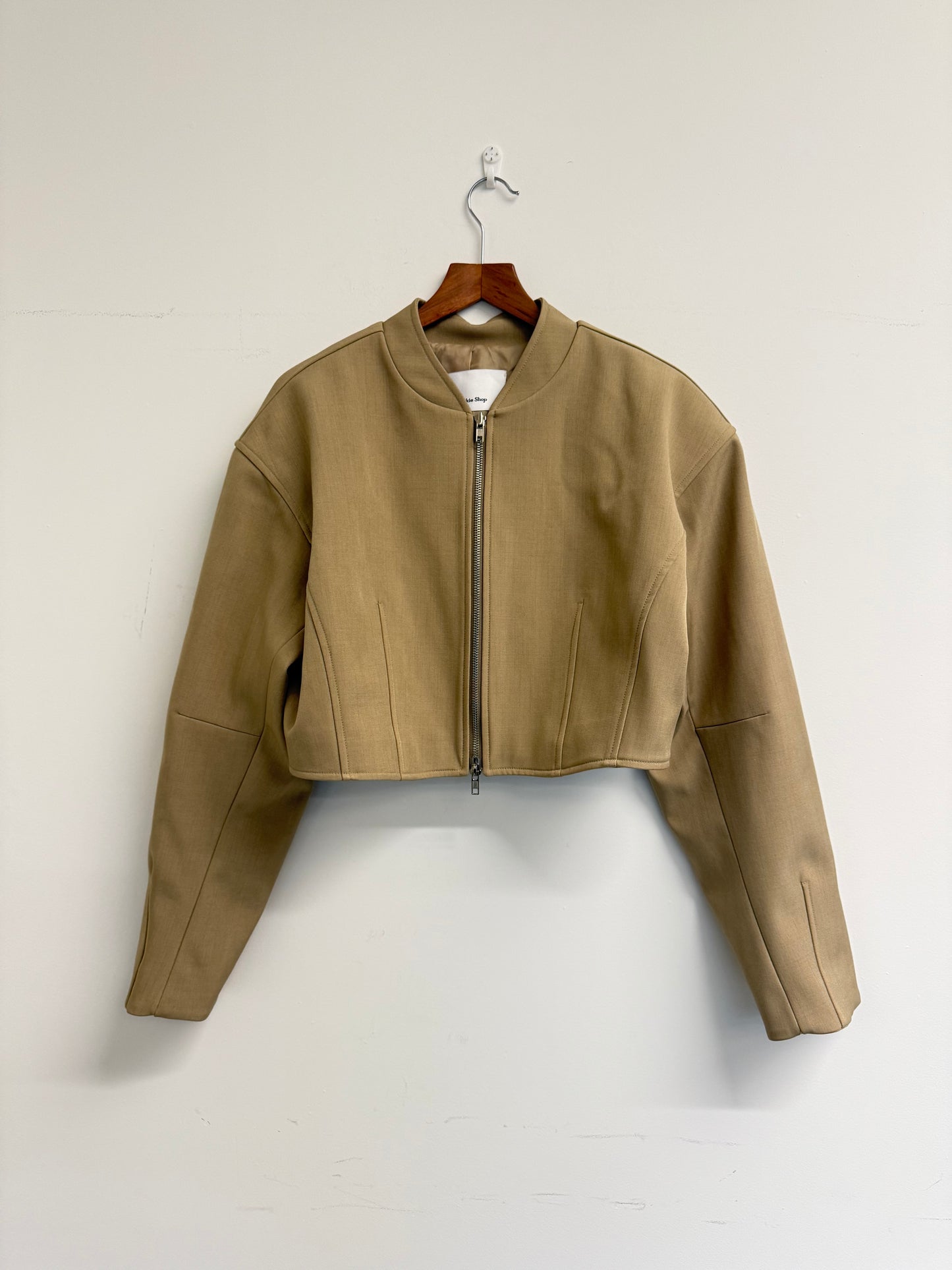 The Frankie Shop cropped bomber in sand (pre-owned)