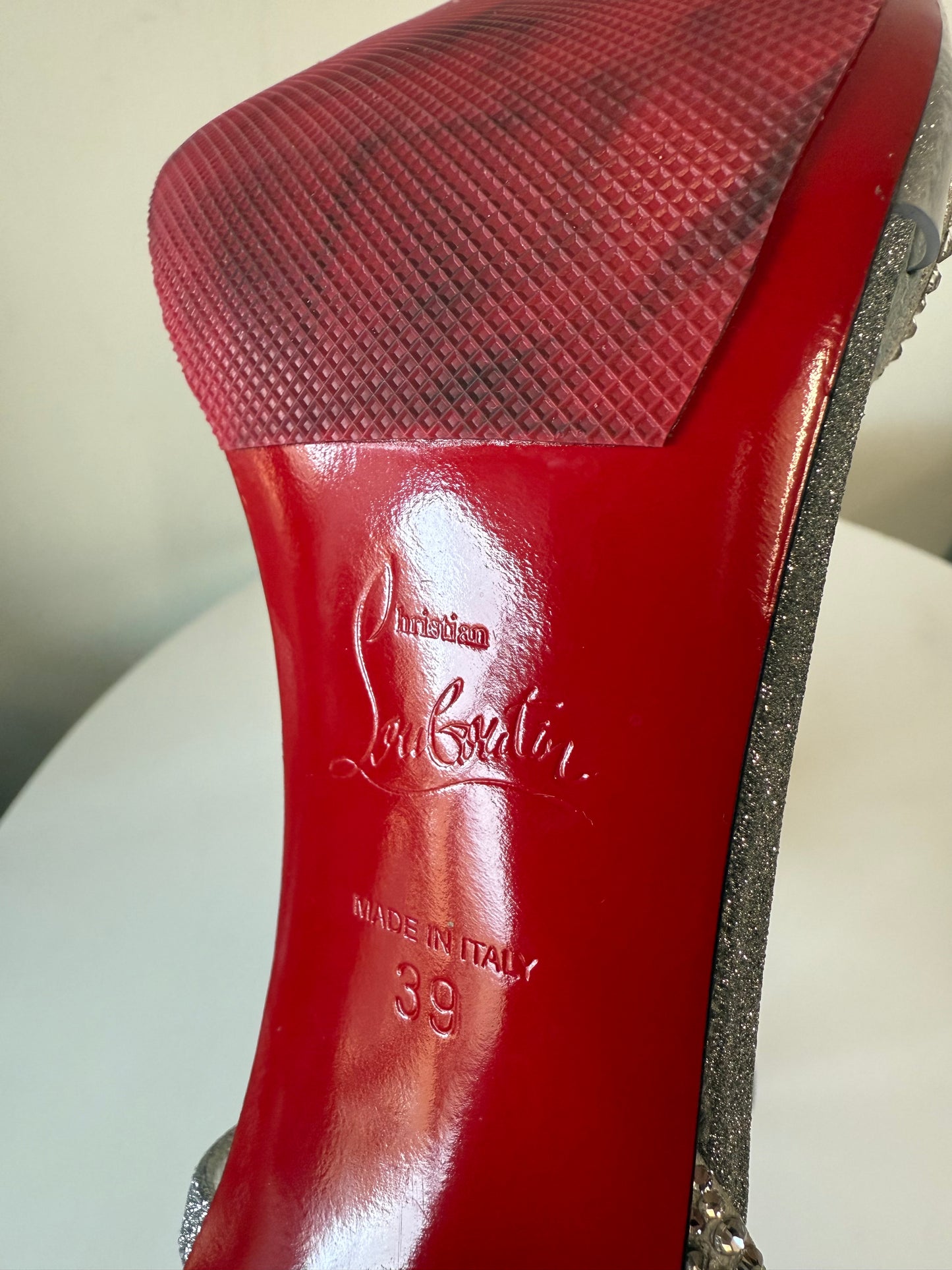 Christian Louboutin Rosalie Strass 100 embellished glittered leather sandals (pre-owned)