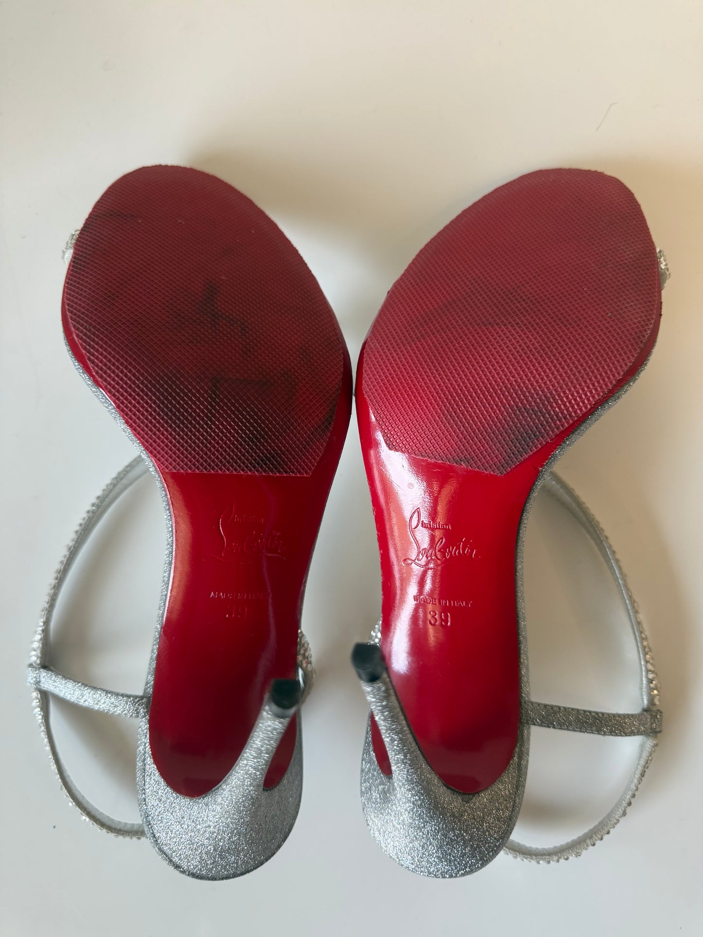 Christian Louboutin Rosalie Strass 100 embellished glittered leather sandals (pre-owned)