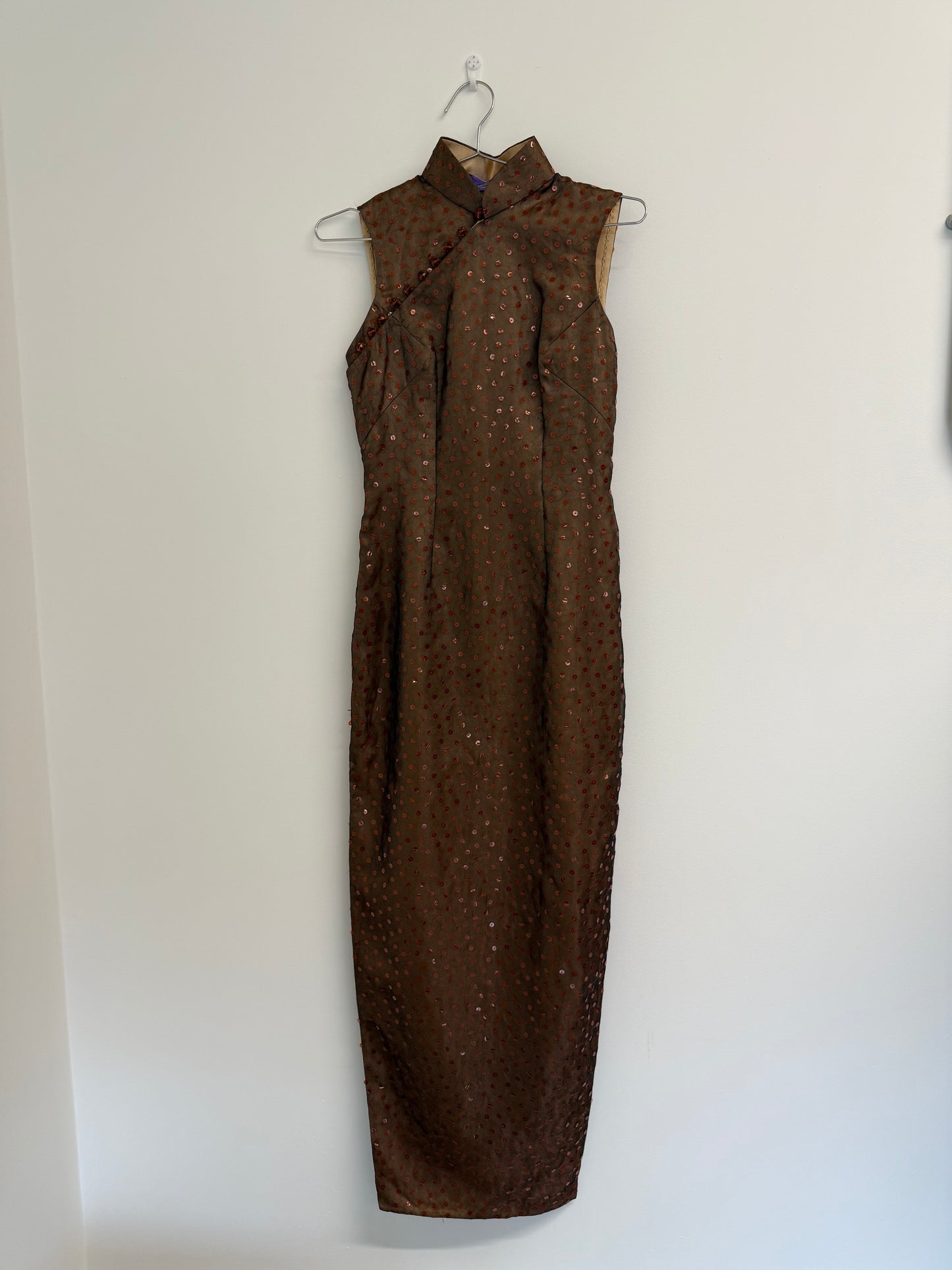 Shanghai Tang Brown sequin gown - bespoke (pre-owned)