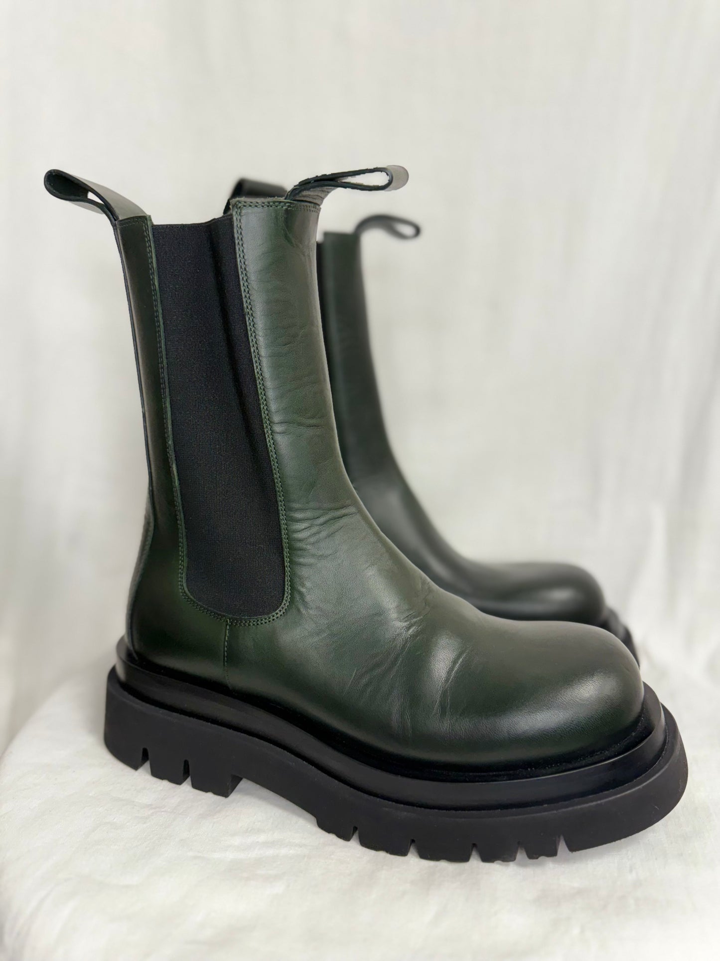 Bottega Veneta green lug boots (pre-owned)