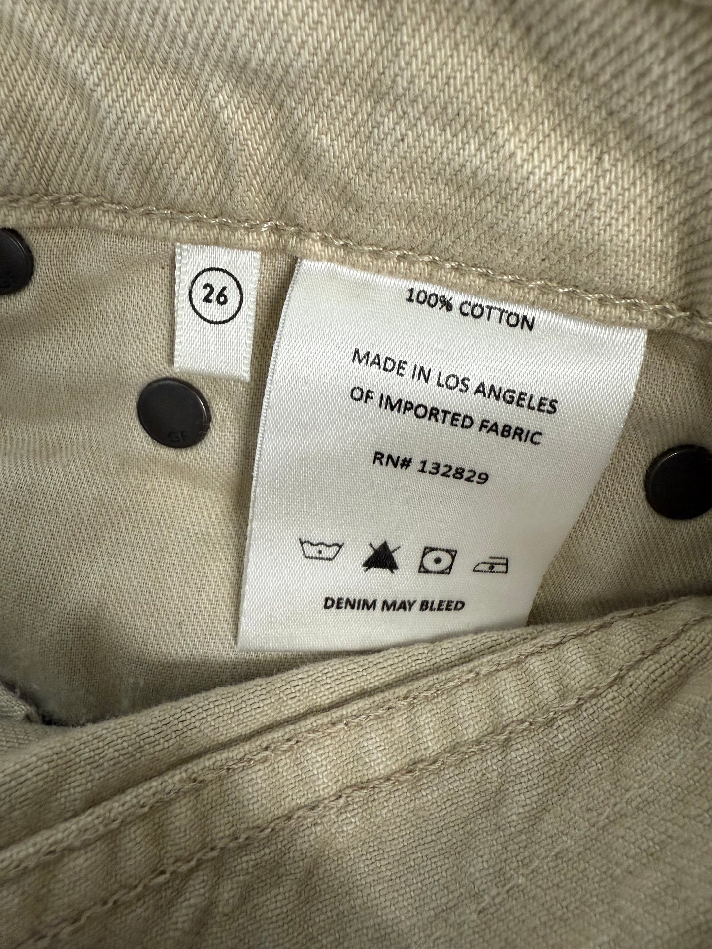 GRLFRND beige denim skirt with slit (pre-owned)