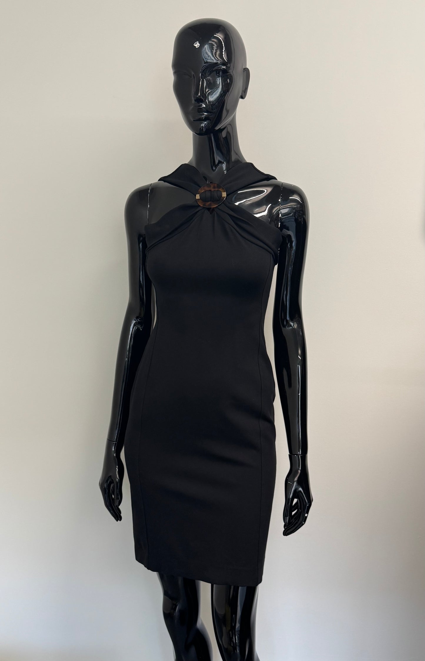 Gucci Black Bodycon dress with tortoise shell buckle (pre-owned)