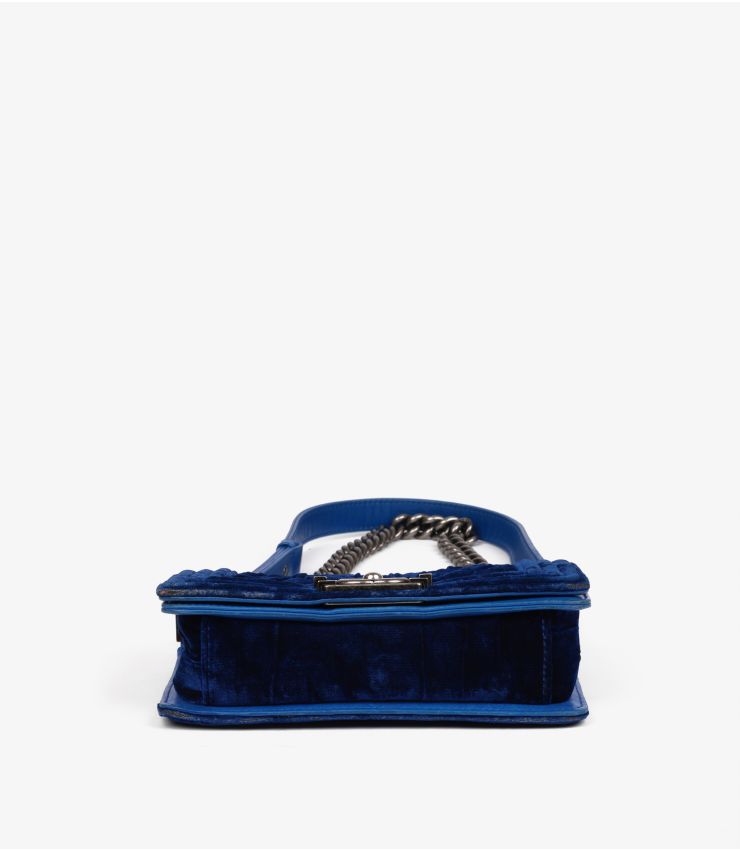 Chanel blue velvet le boy small (pre-owned)