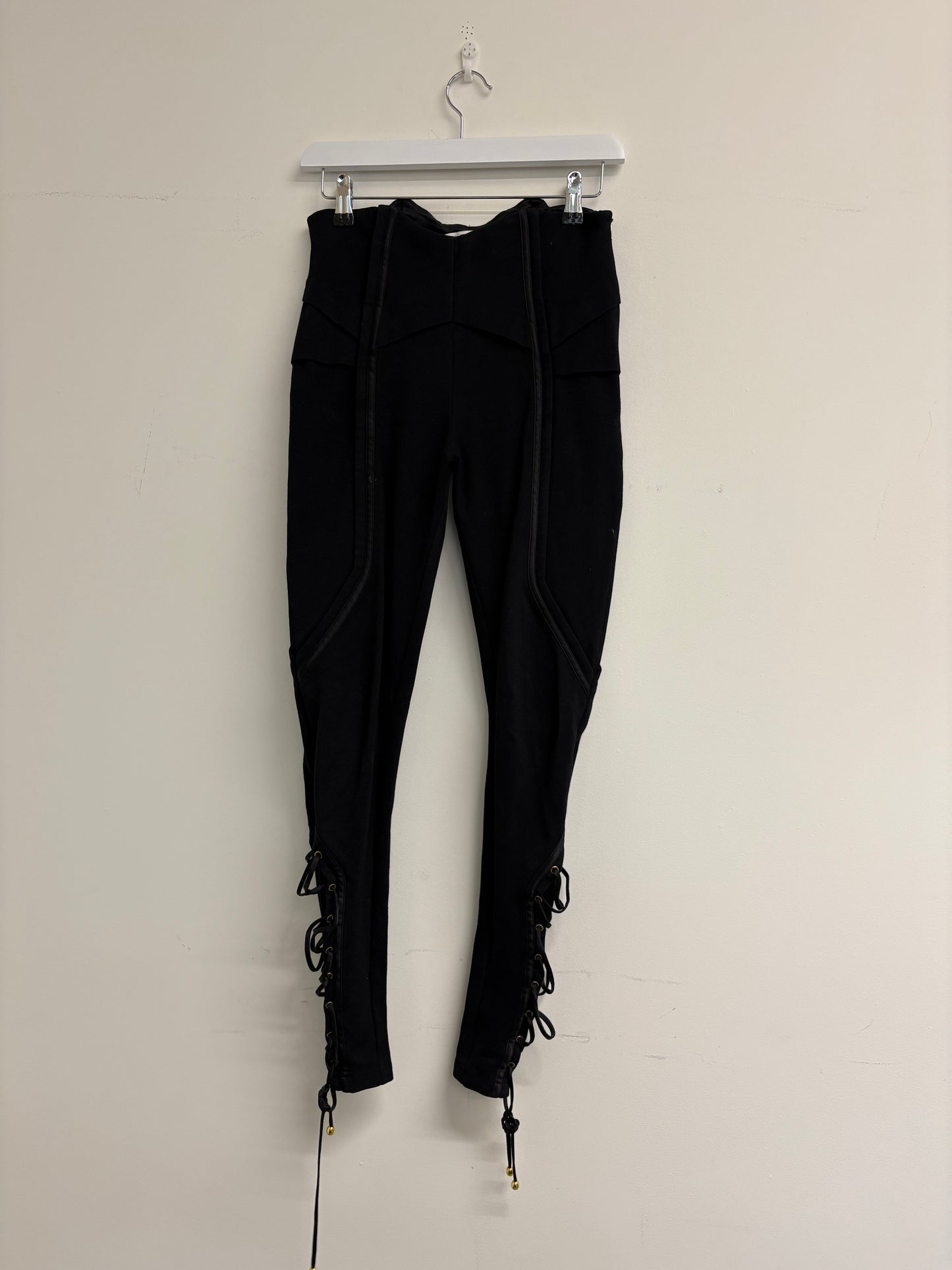 Temperley London Black Lace Up High Waist Leggings (pre-owned)