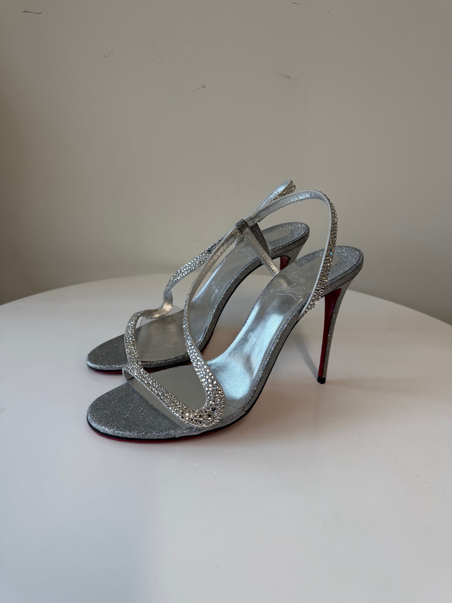 Christian Louboutin Rosalie Strass 100 embellished glittered leather sandals (pre-owned)
