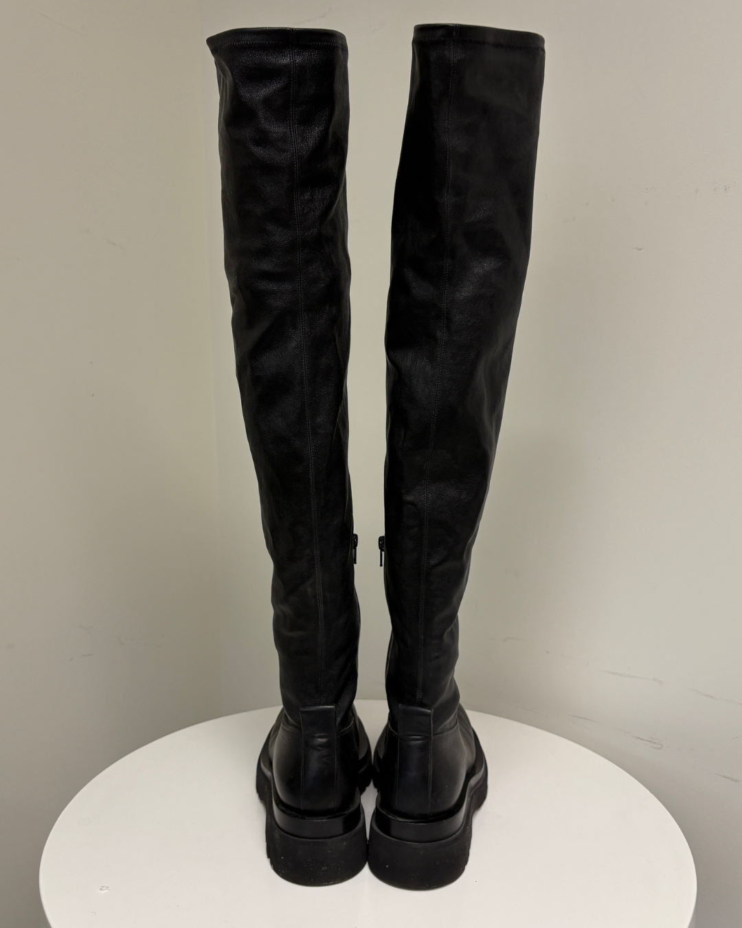 Bottega Veneta Black Lug Over The Knee Boots (pre-owned)