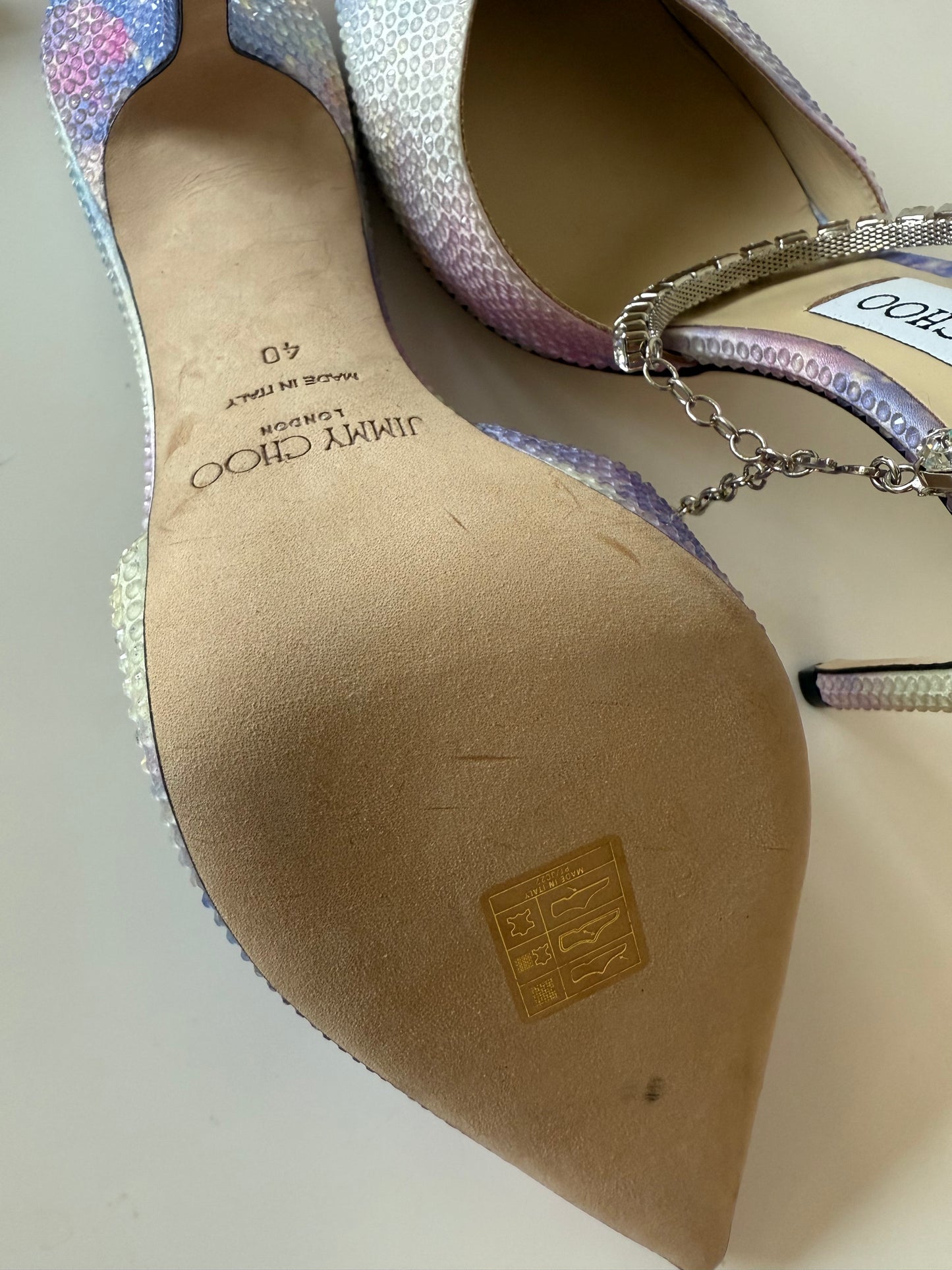 Jimmy Choo Saeda 100 crystal-embellished satin courts (pre-owned)
