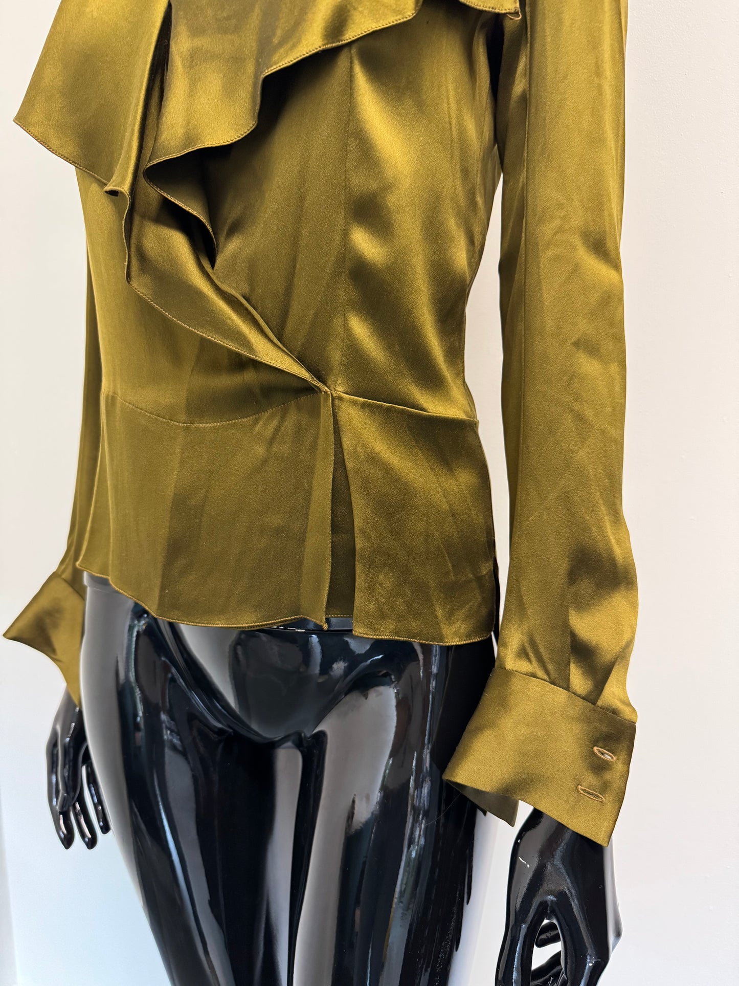 YSL Khaki silk blouse (pre-owned)