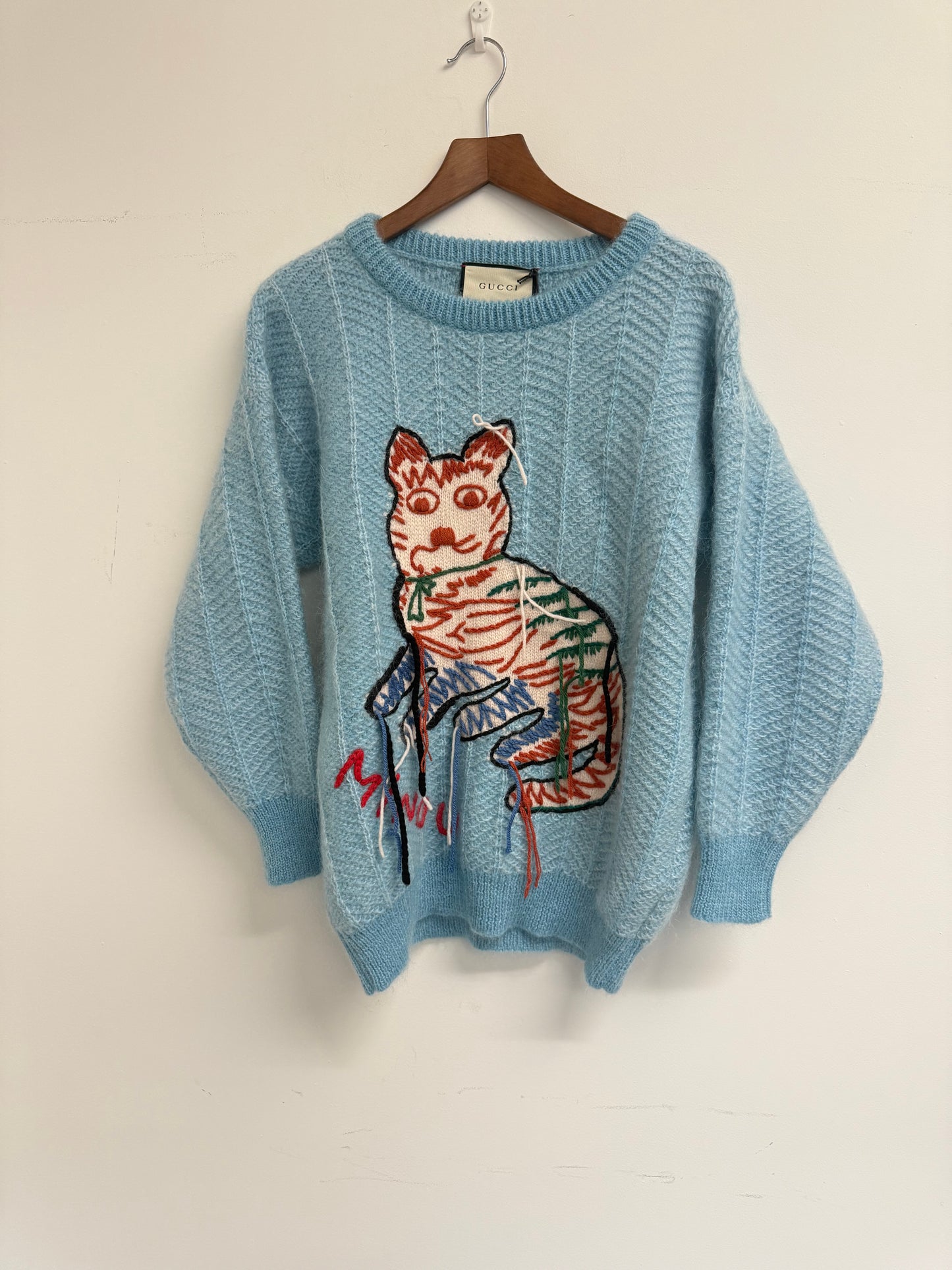 Gucci minou blue cat sweater (pre-owned)