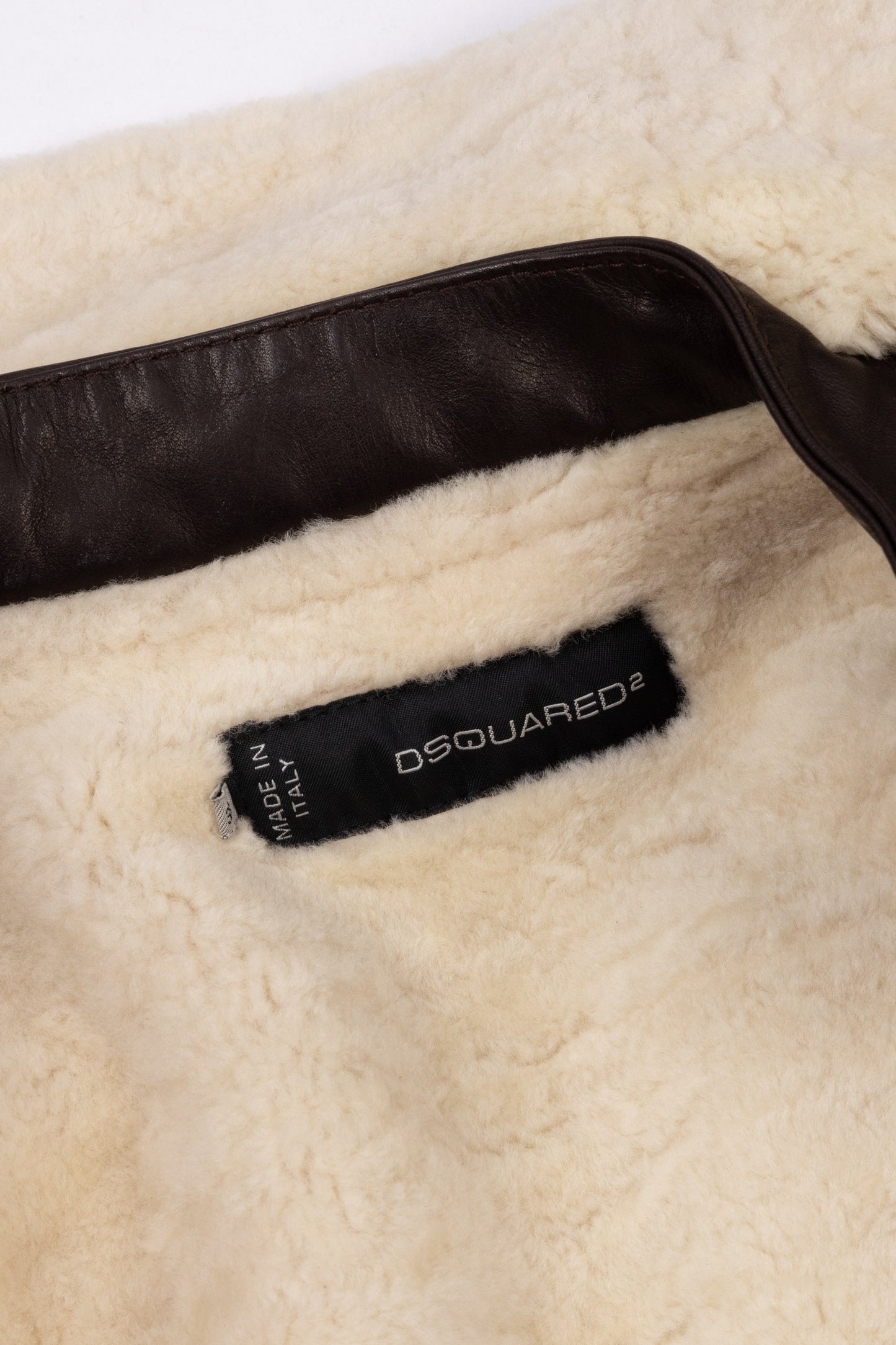 DSquared2 shearling denim jacket with leather insert (pre-owned)