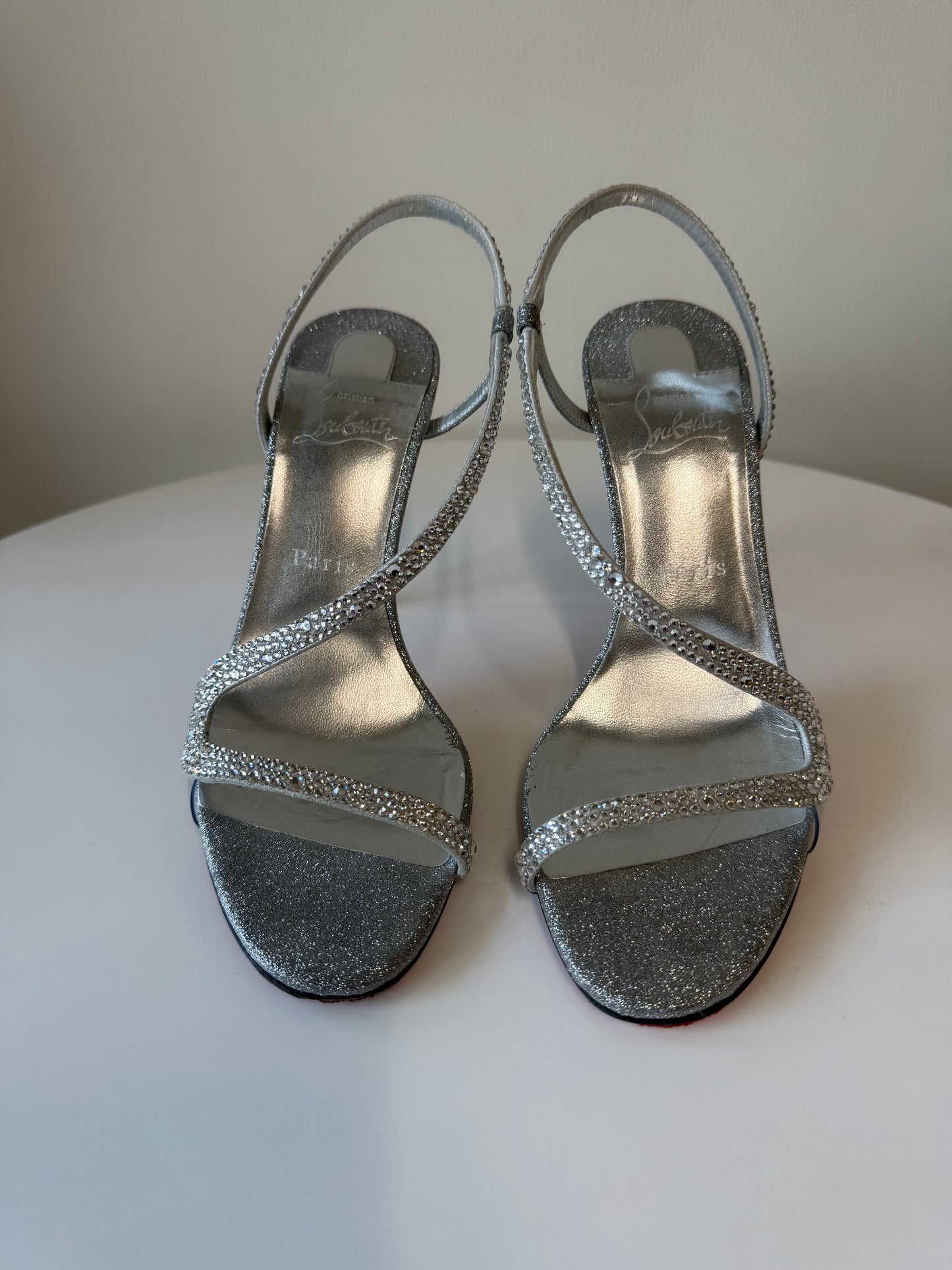 Christian Louboutin Rosalie Strass 100 embellished glittered leather sandals (pre-owned)