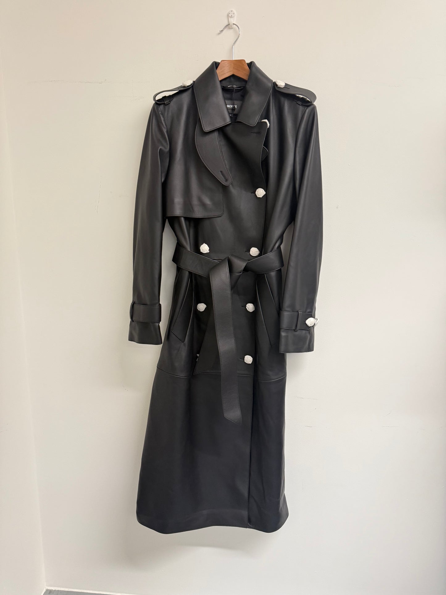 Mackage black maxi leather trench (pre-owned)