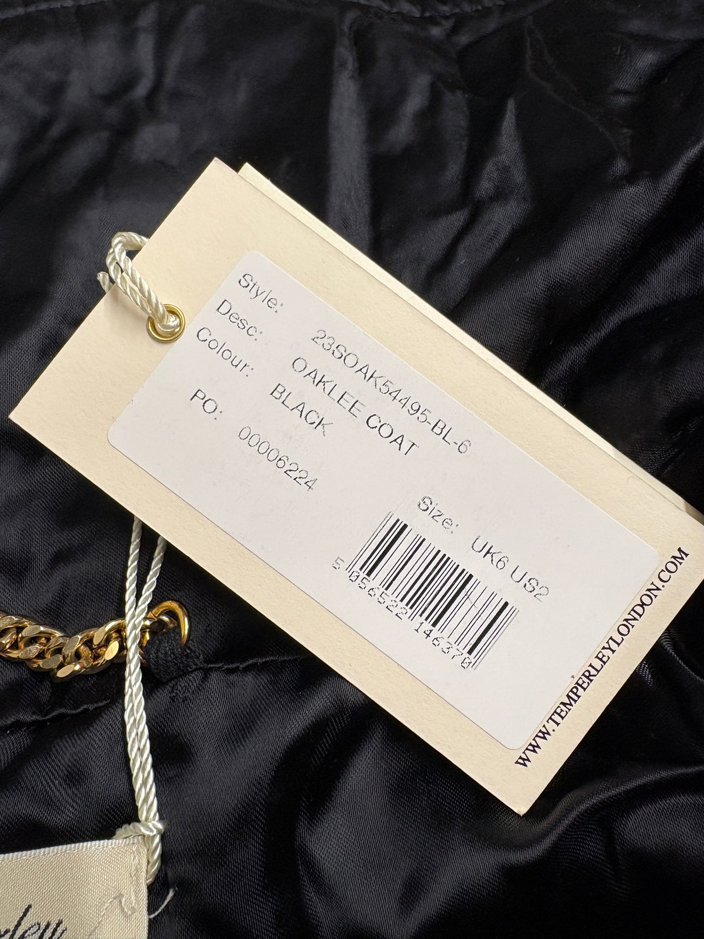 Temperley London Black Oakley Quilted Coat (pre-owned)