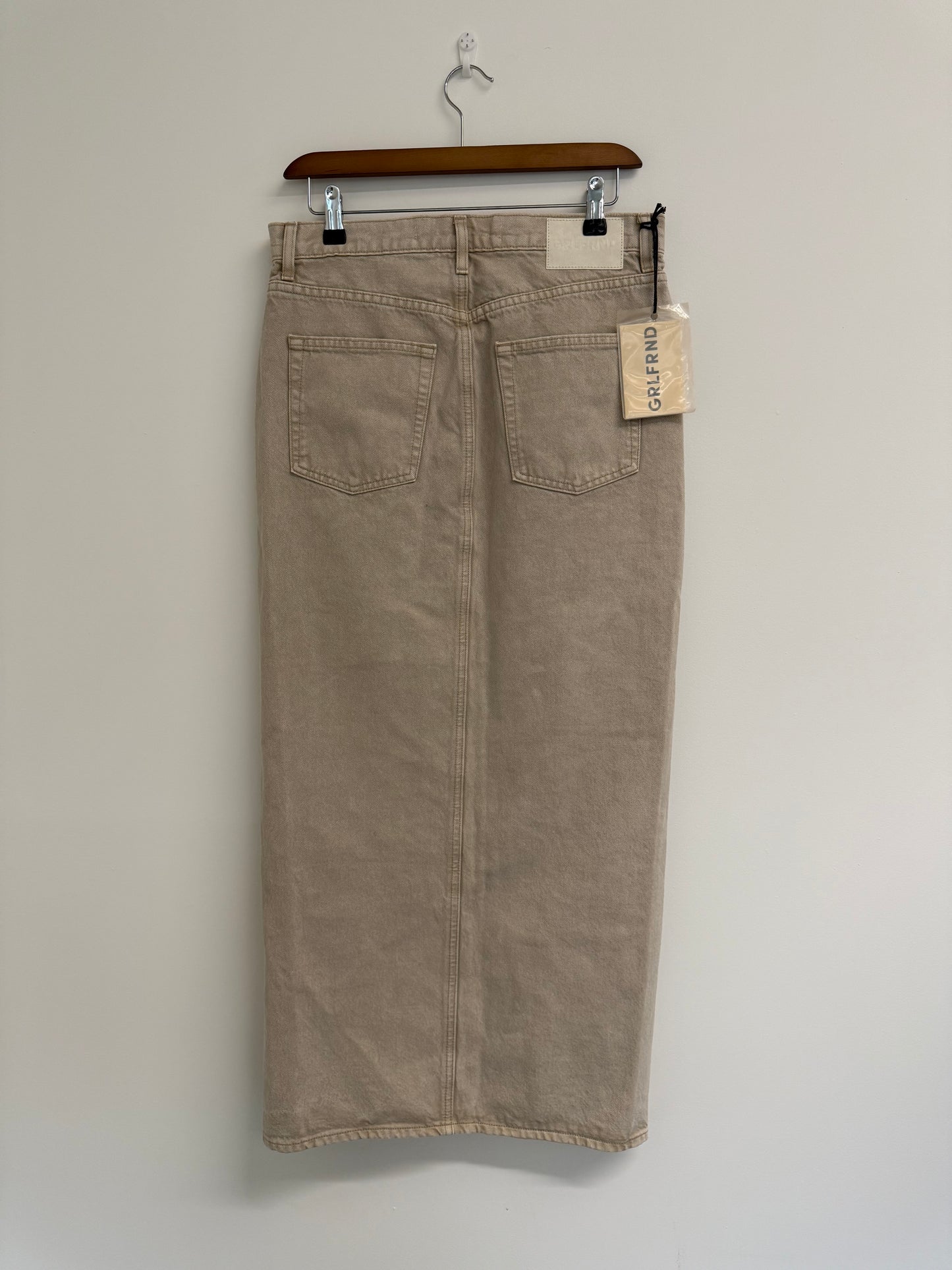GRLFRND beige denim skirt with slit (pre-owned)