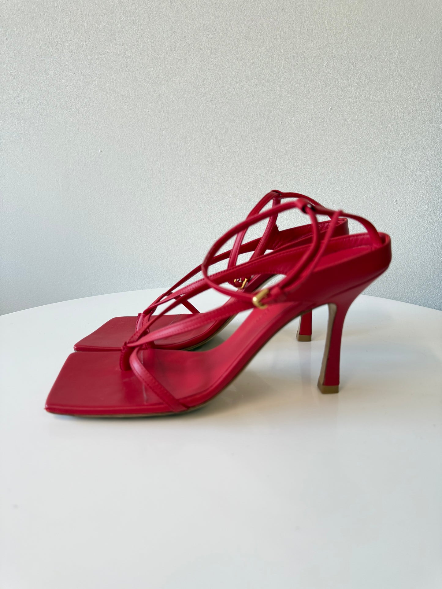 Bottega Veneta red square toe sandals (pre-owned)