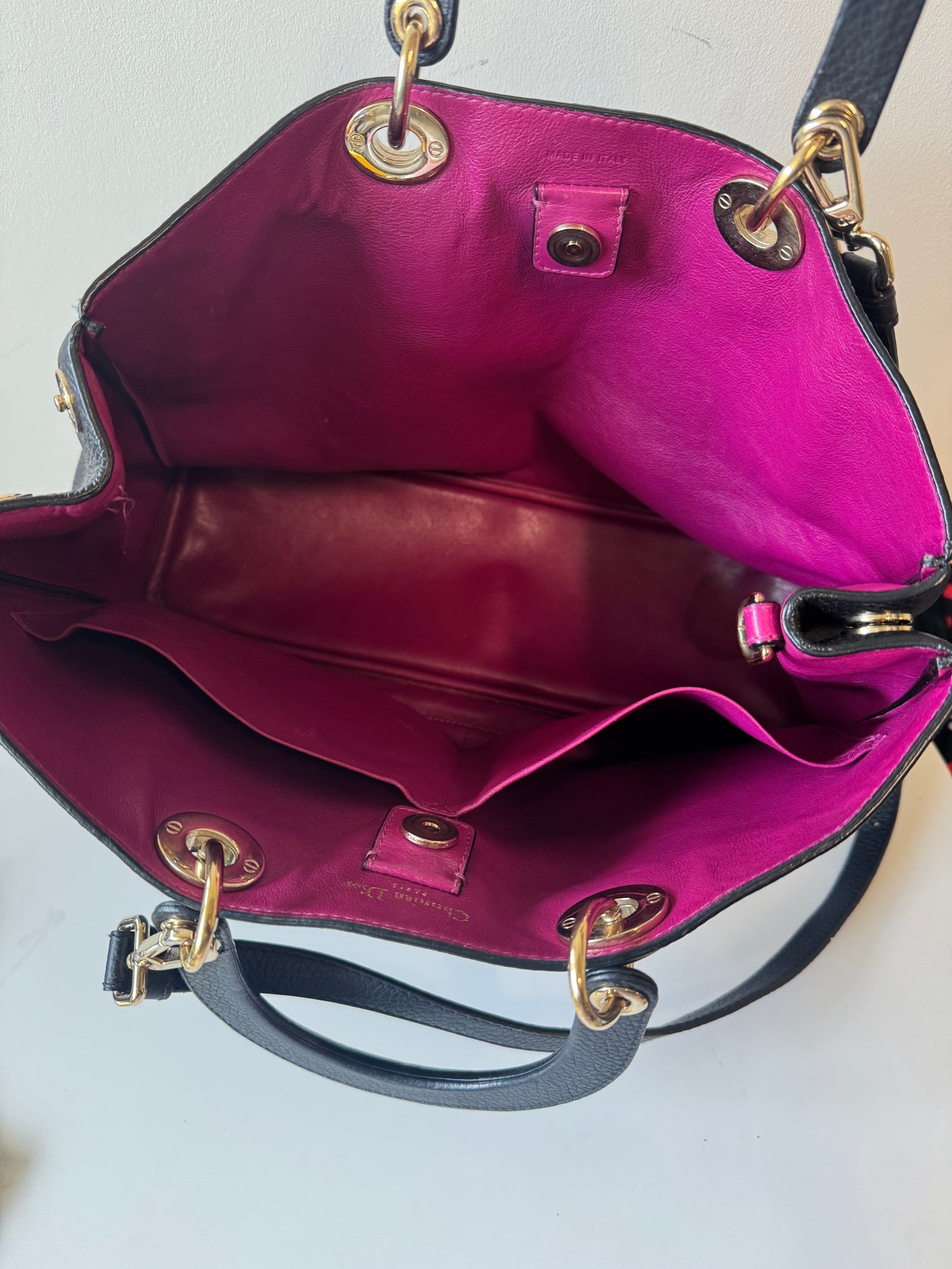 Christian Dior Black Dorissimo in pebbled leather (pre-owned)