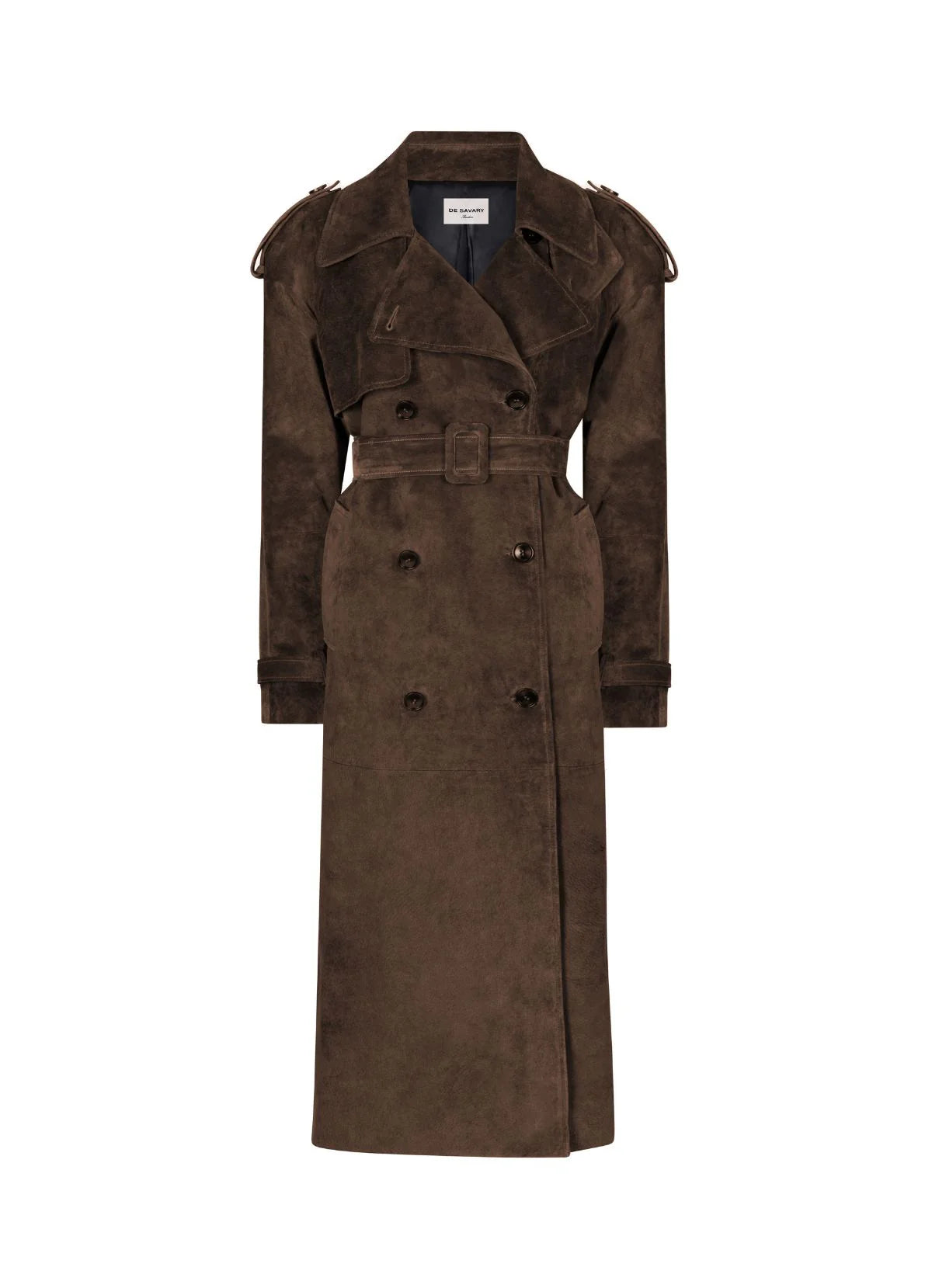 De Savary Brown suede leather trench (pre-owned)