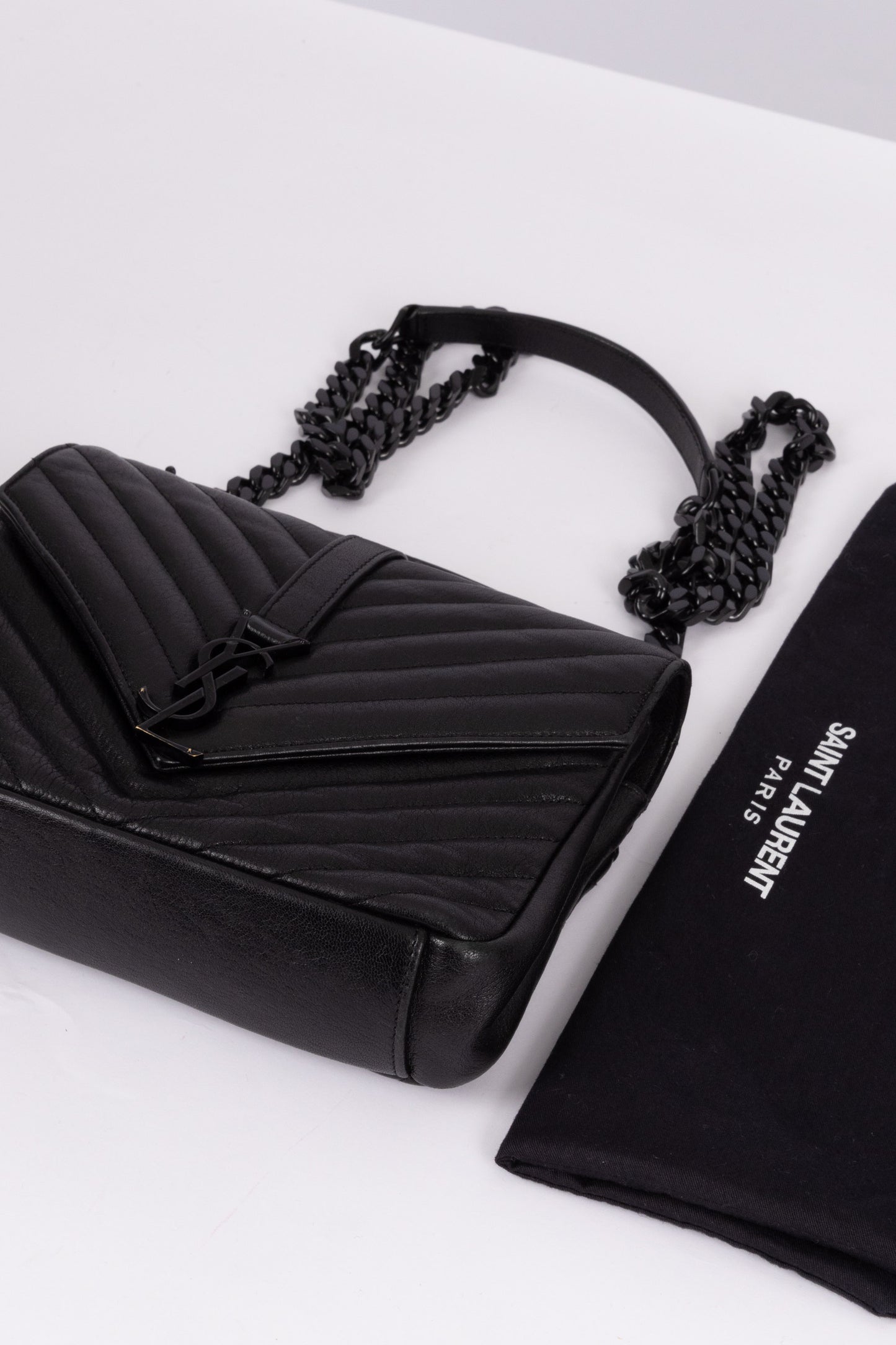 Saint Laurent black college quilted leather bag (pre-owned)