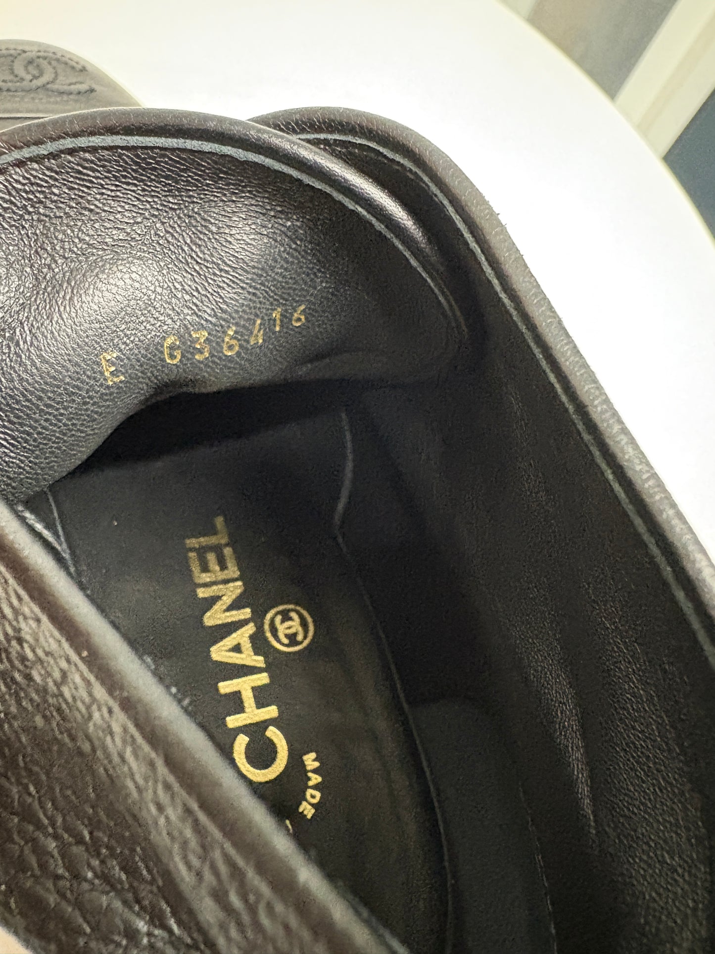Chanel Black Lace Up Biker Boots (pre-owned)