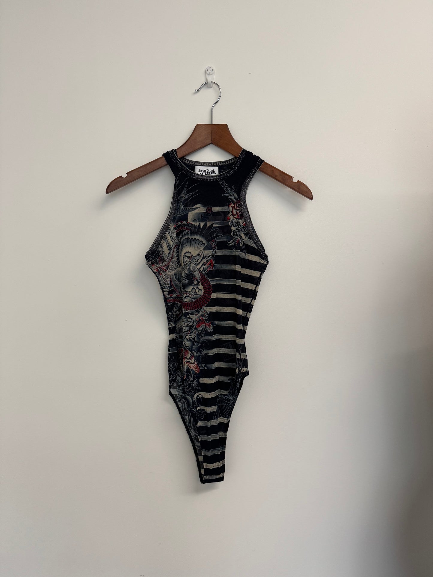 Jean Paul Gaultier Stripe tattoo top and skirt (pre-owned)