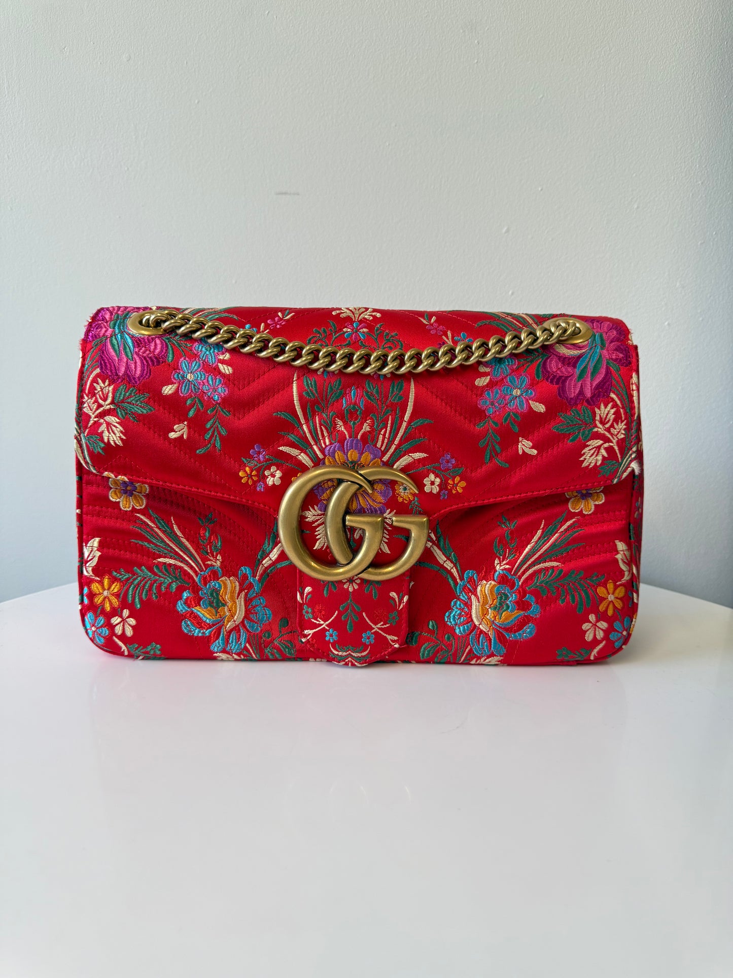 Gucci Marmont GG oriental ted silk bag (pre-owned)