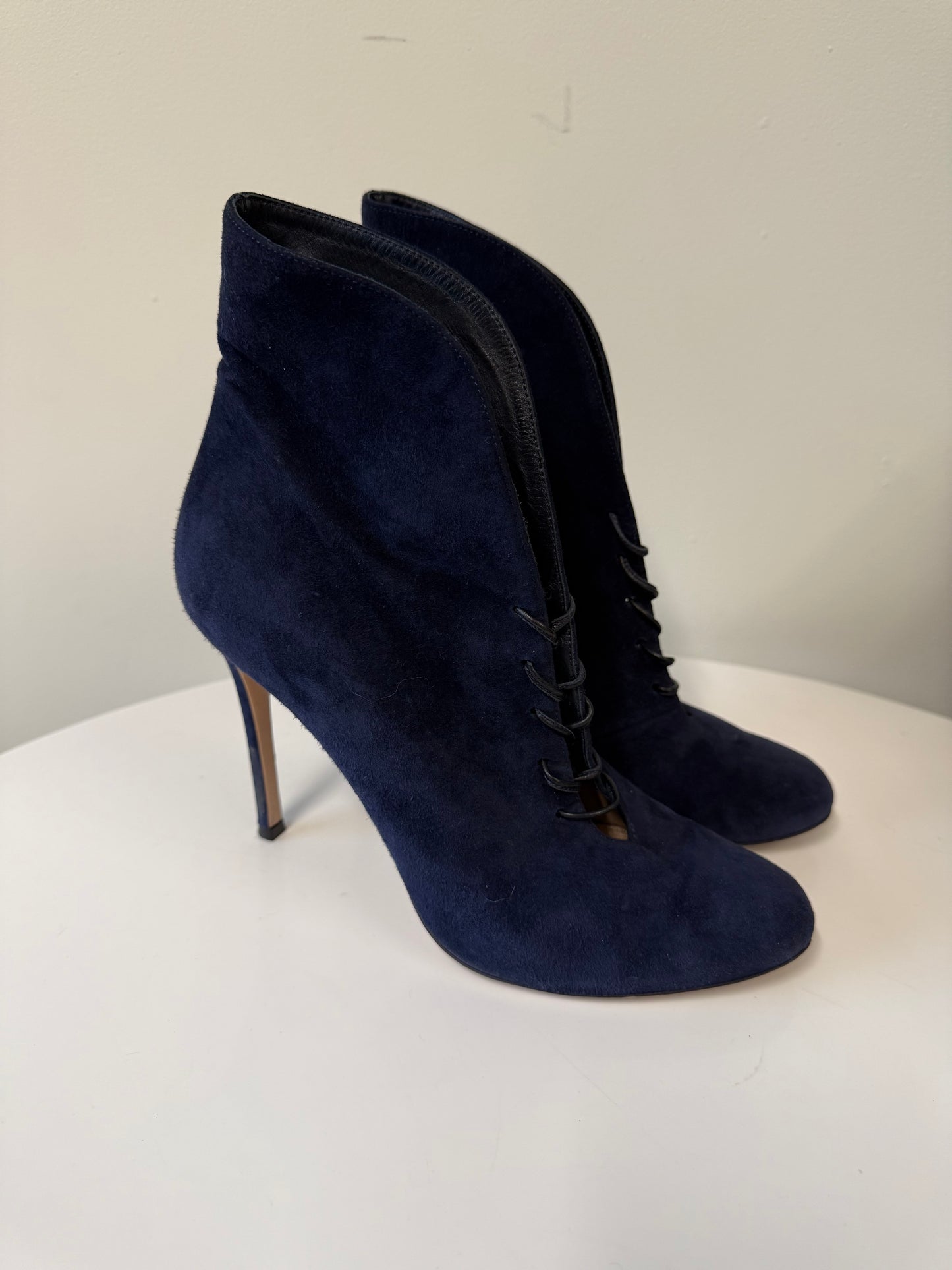 Gianvito Rossi Navy Suede Heeled Booties (pre-owned)