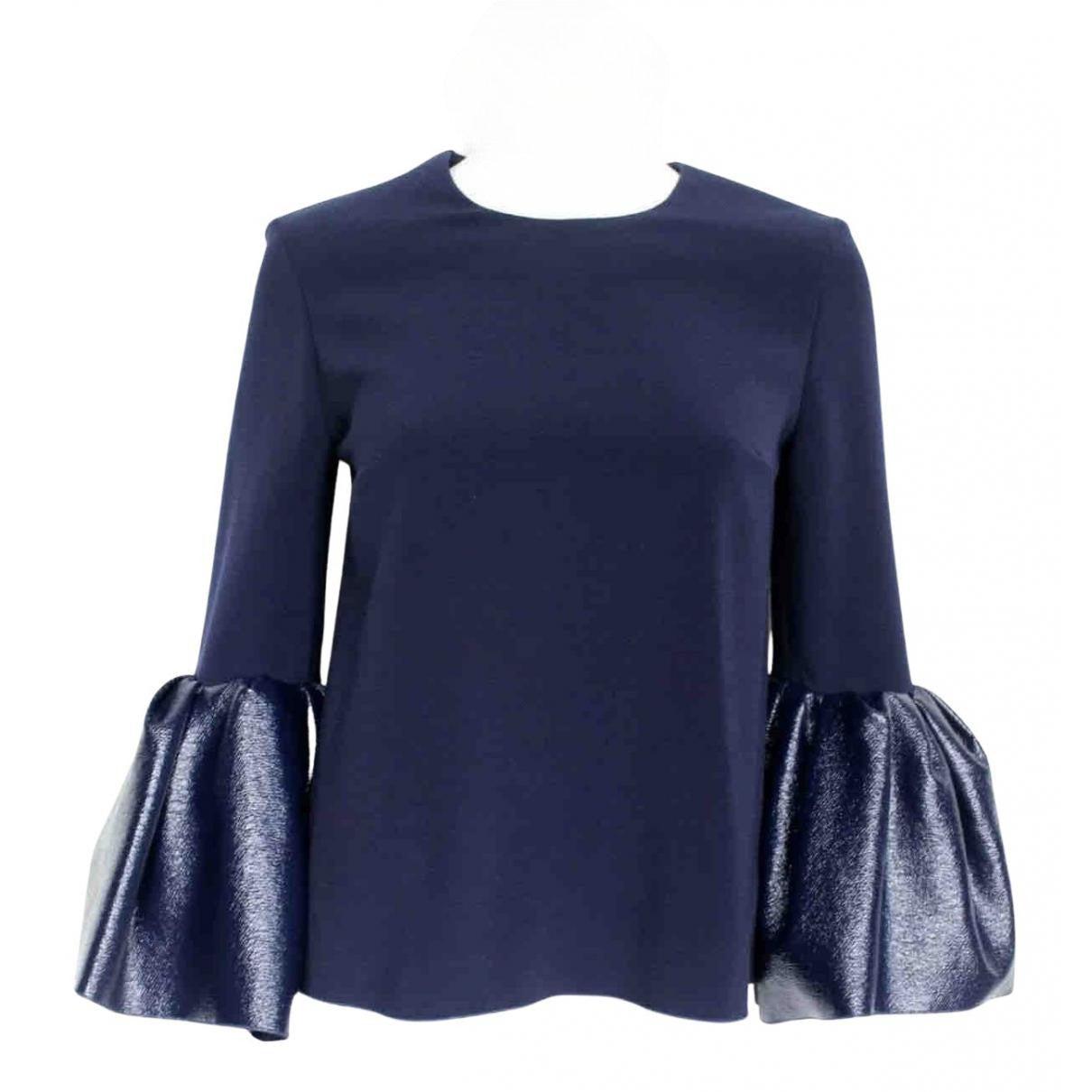 Roksanda Navy fluted patent sleeve top (pre-owned)