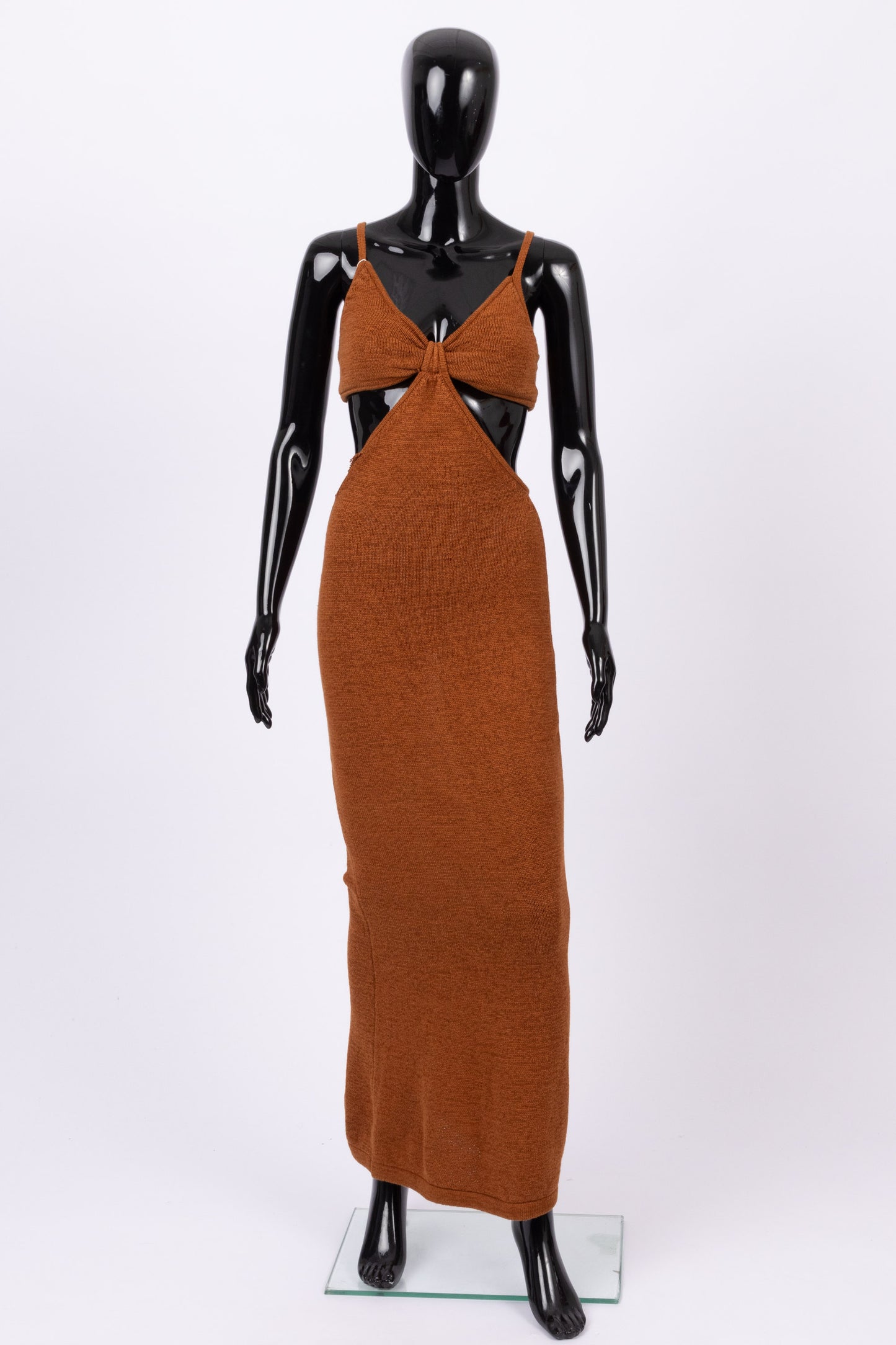 Cult Gaia Serita Cutout Cotton-blend Maxi Dress In Red,orange (pre-owned)