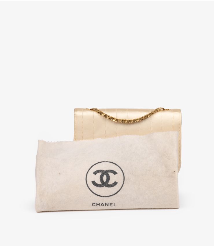 Chanel Beige Quilted Satin Vintage Bijoux Half Moon Mini Flap Bag (pre-owned)