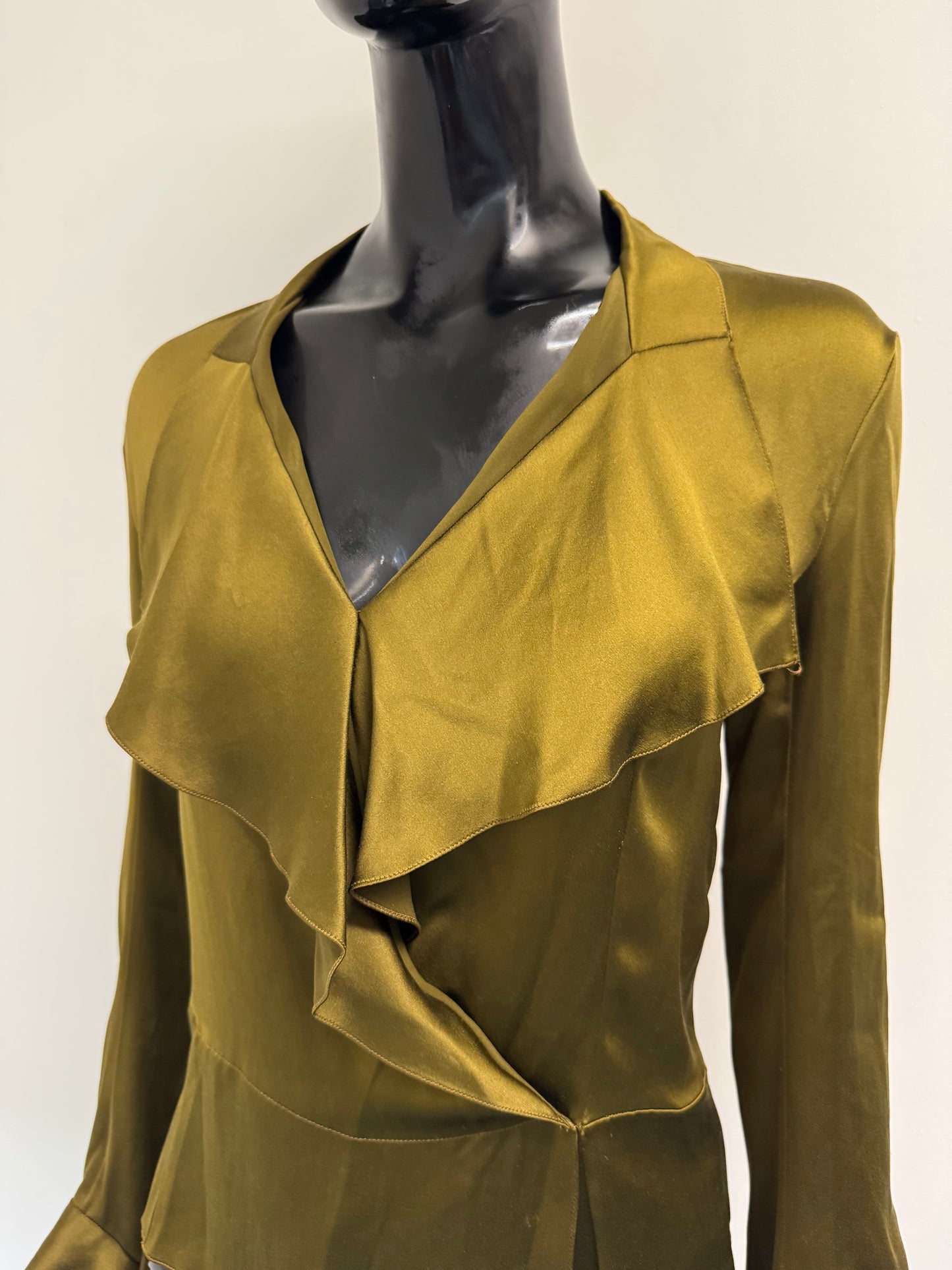 YSL Khaki silk blouse (pre-owned)
