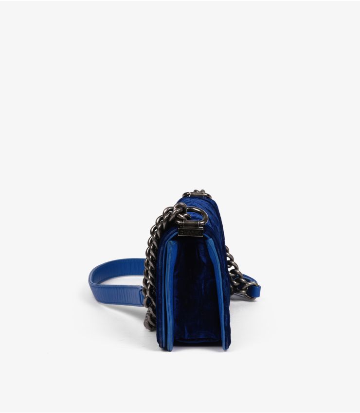 Chanel blue velvet le boy small (pre-owned)