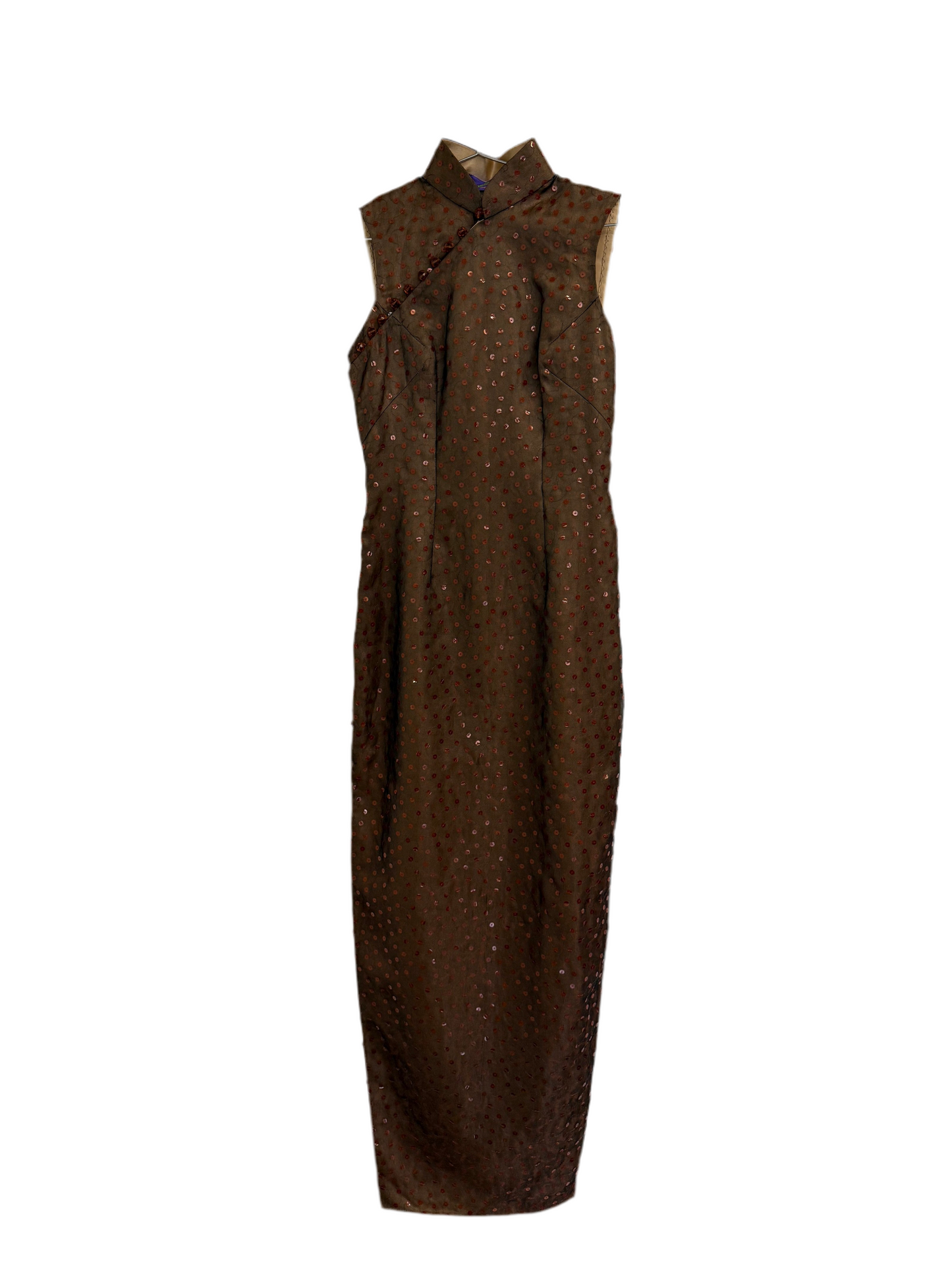 Shanghai Tang Brown sequin gown - bespoke (pre-owned)