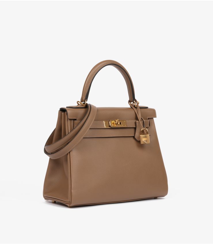 Hermes Beige De Weimar Evercolour Leather Kelly 28cm Retourne