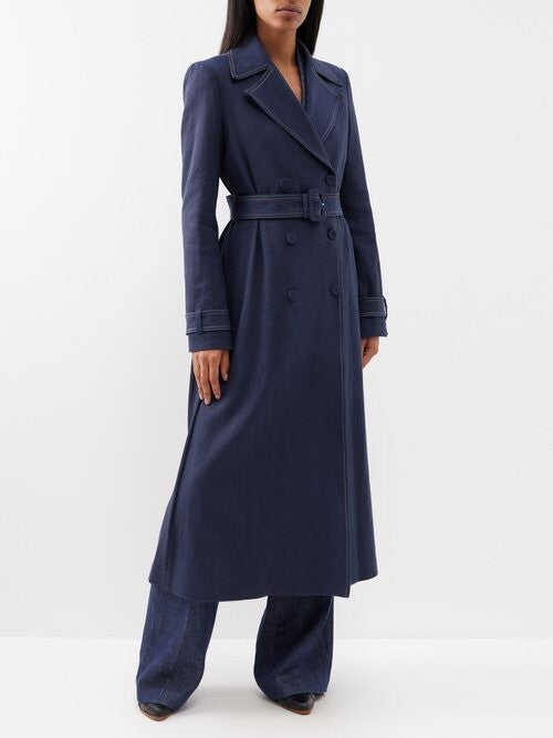 Gabriela Hearst navy denim trench coat (pre-owned)