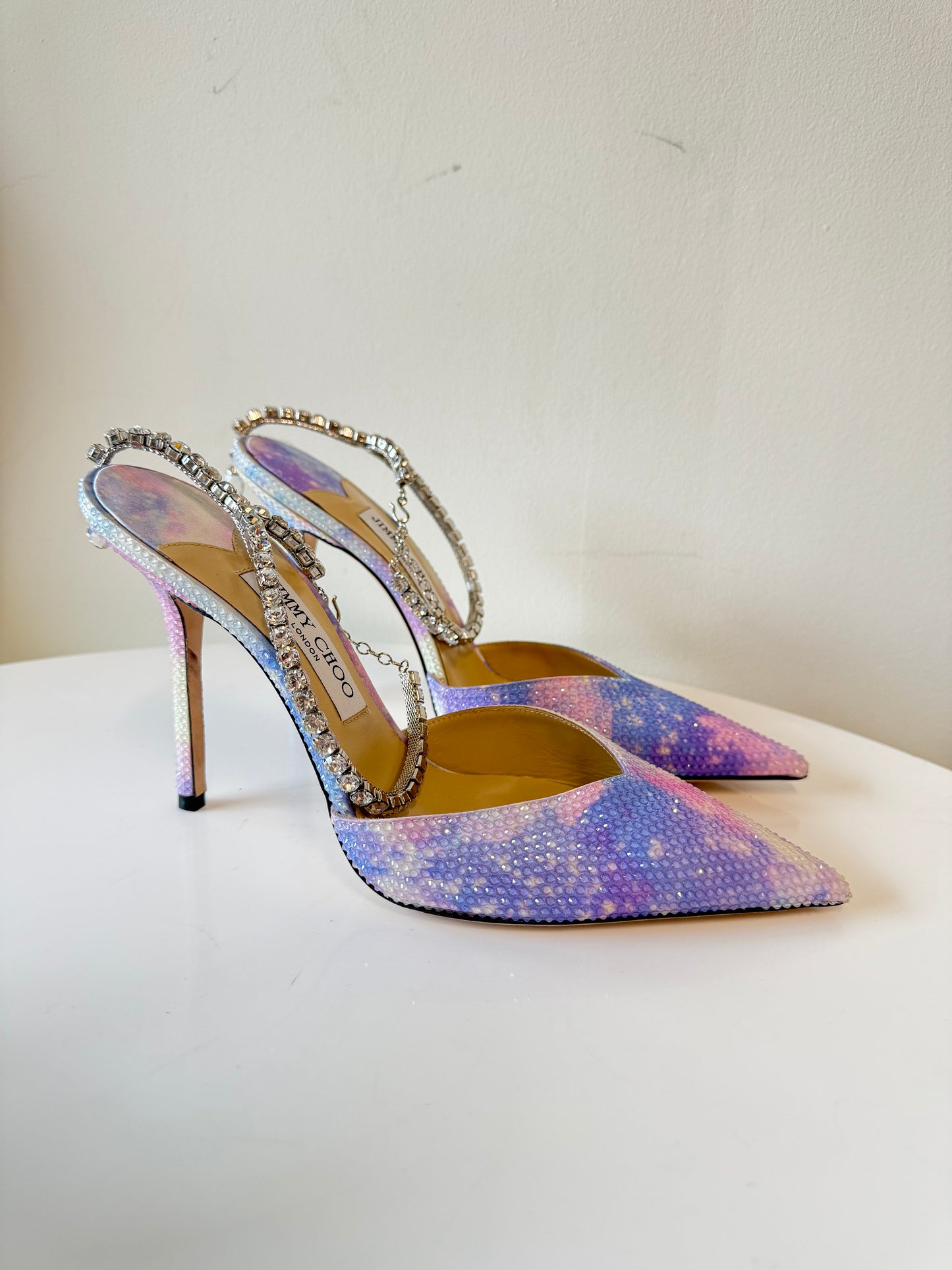 Jimmy Choo Saeda 100 crystal-embellished satin courts (pre-owned)