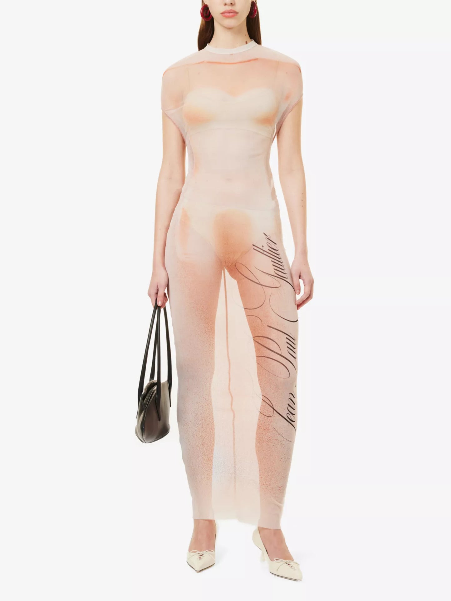 Jean Paul Gaultier sheer le classique printed maxi dress (pre-owned)