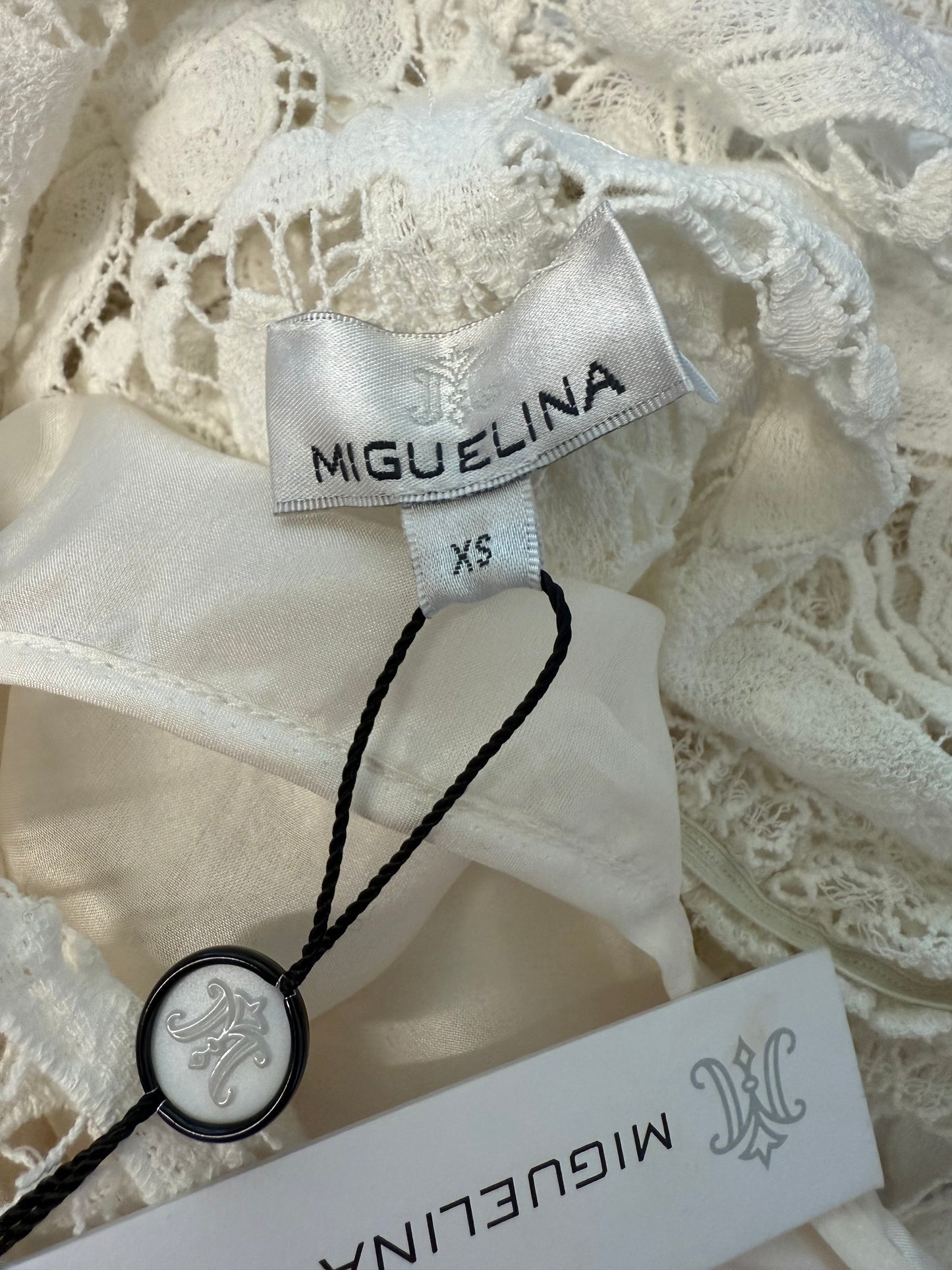 Miguelina white lace maxi dress with slip (pre-owned)