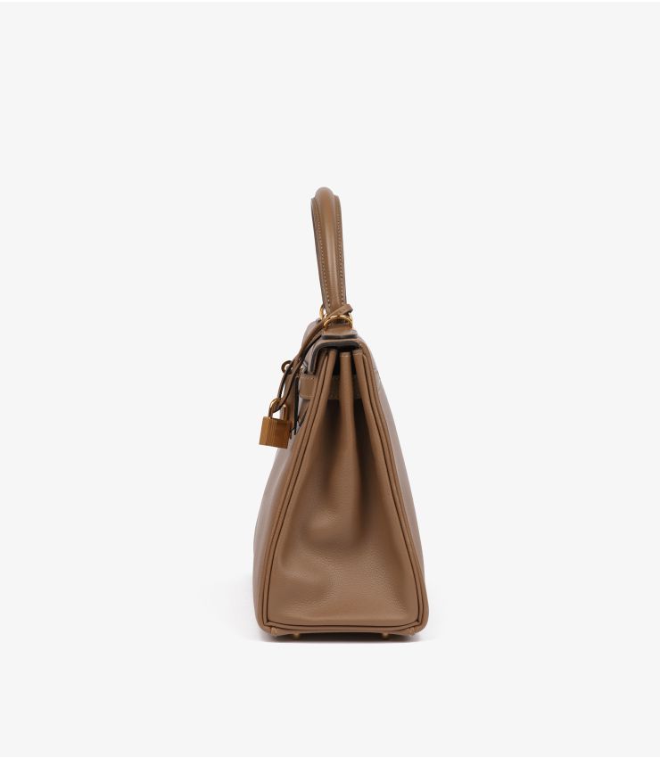 Hermes Beige De Weimar Evercolour Leather Kelly 28cm Retourne