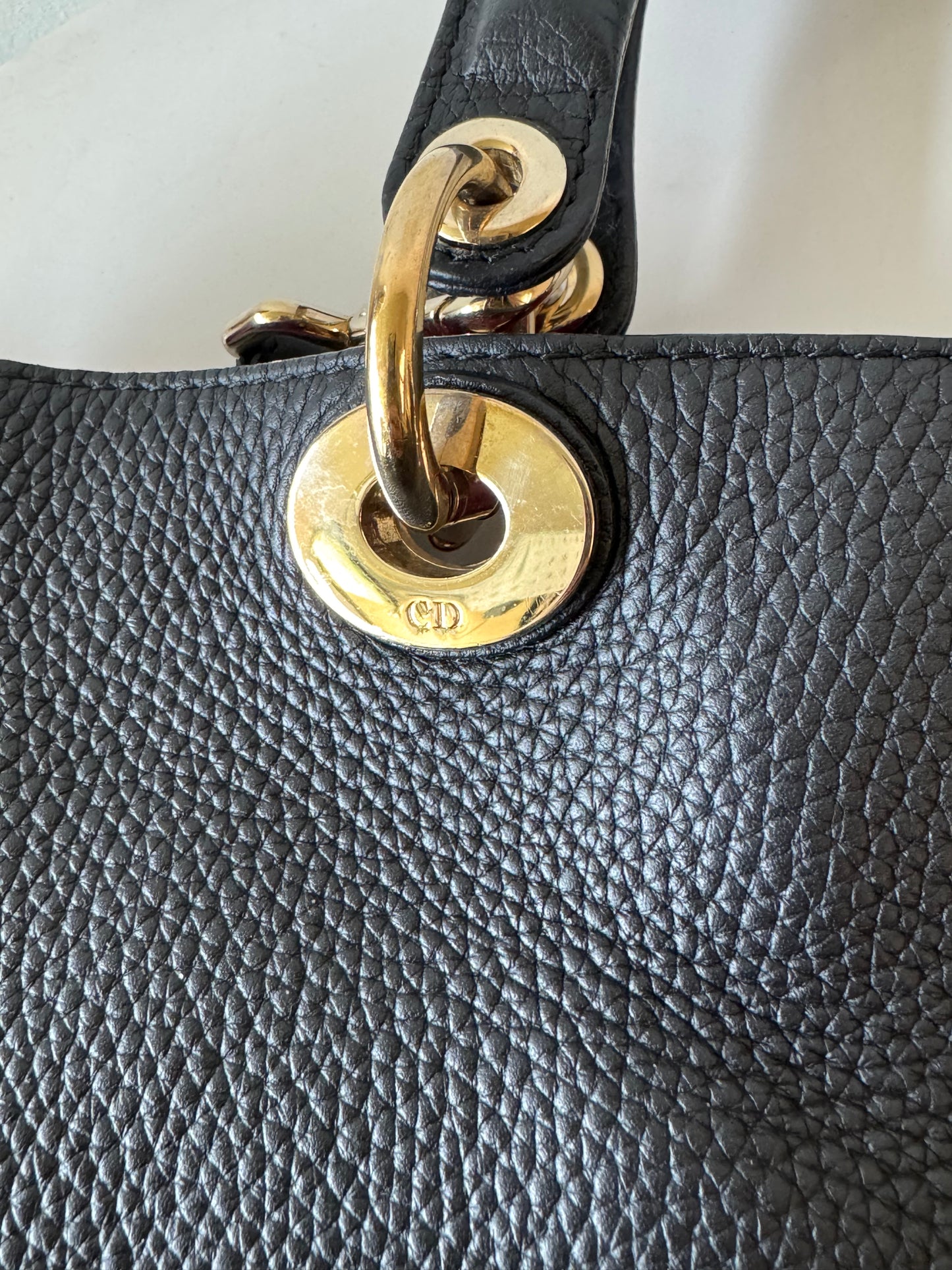 Christian Dior Black Dorissimo in pebbled leather (pre-owned)