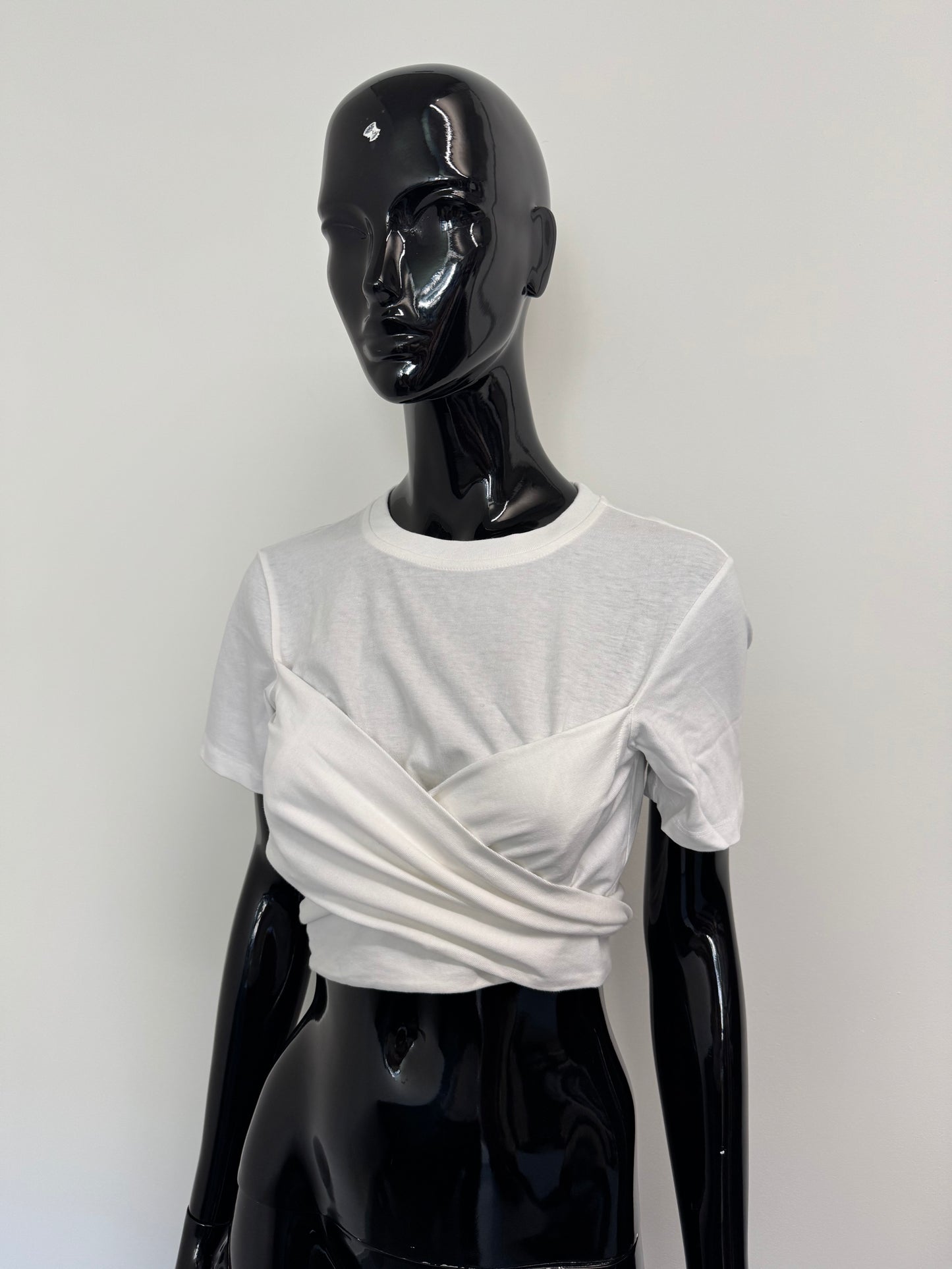T Alexander Wang white wrap round crop tee (pre-owned)