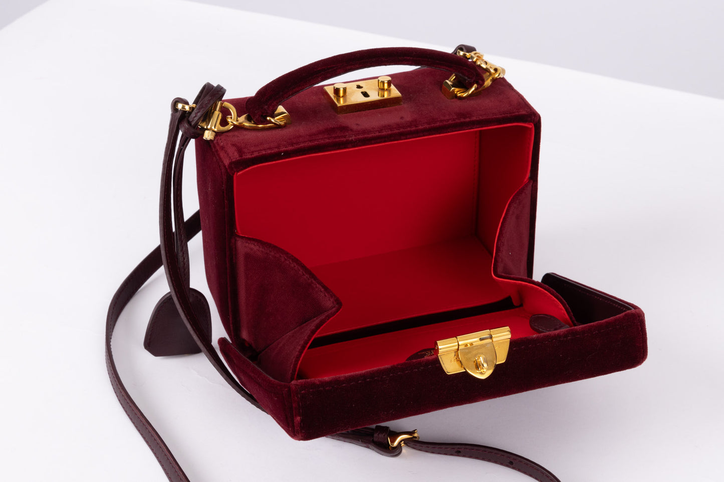 Mark Cross Grace Mini Velvet Box Bag (pre-owned)