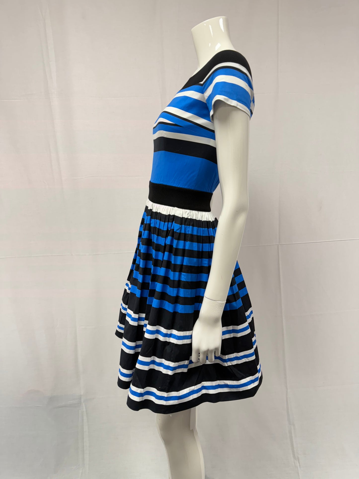 Prada Horizontal stripe blue cotton tea dress (pre-owned)