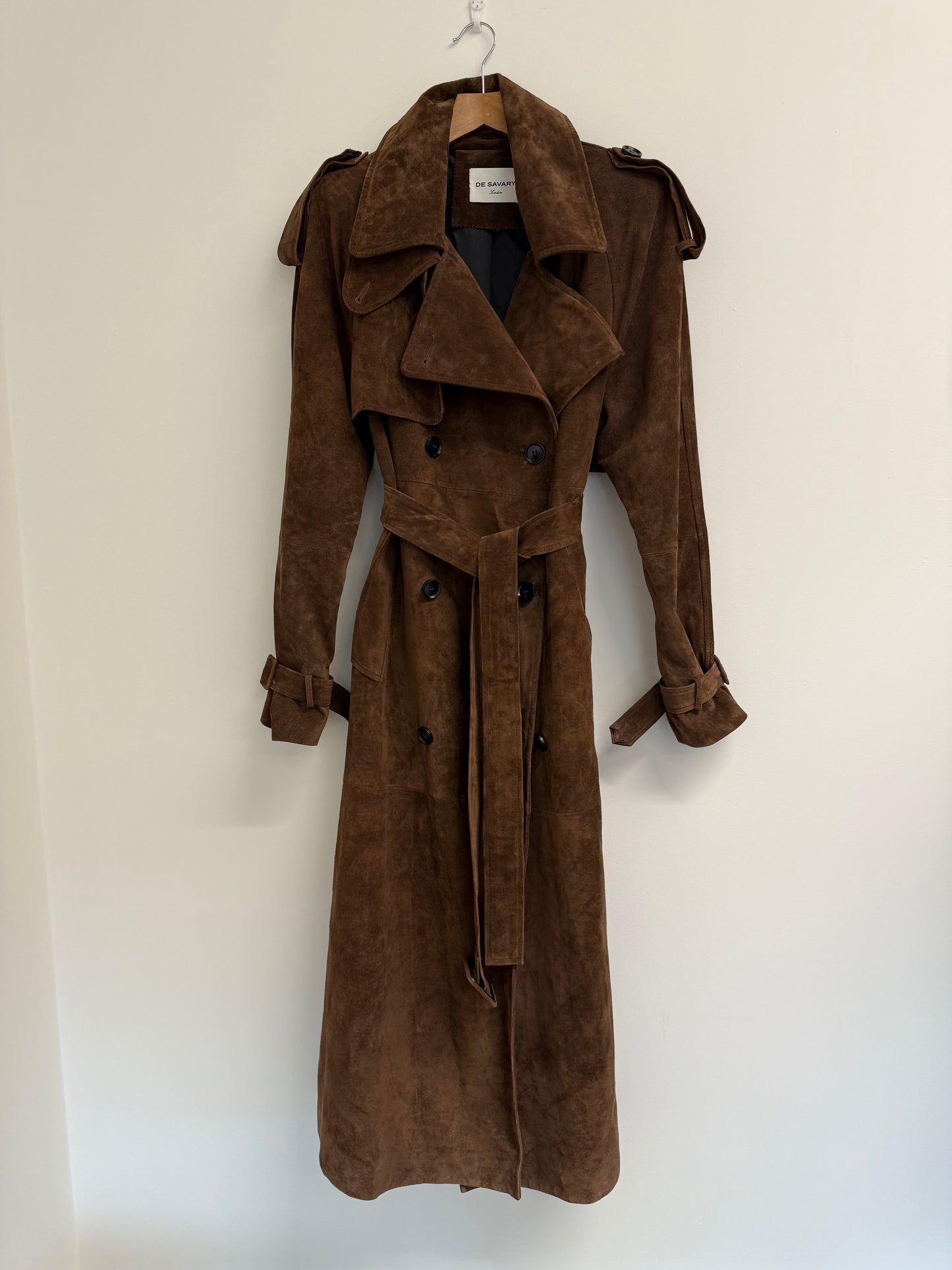 De Savary Brown suede leather trench (pre-owned)