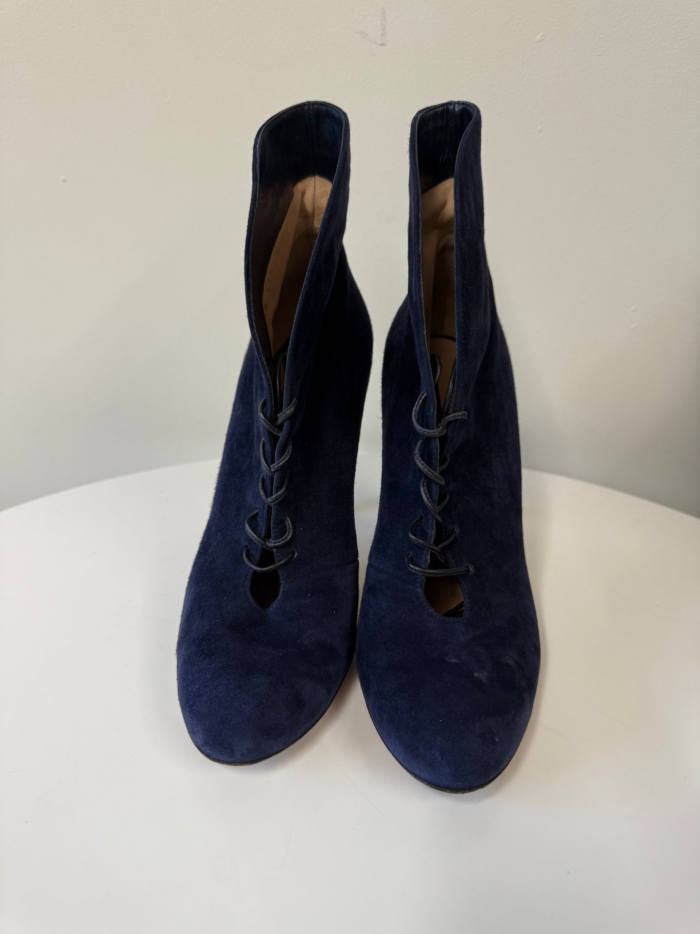 Gianvito Rossi Navy Suede Heeled Booties (pre-owned)